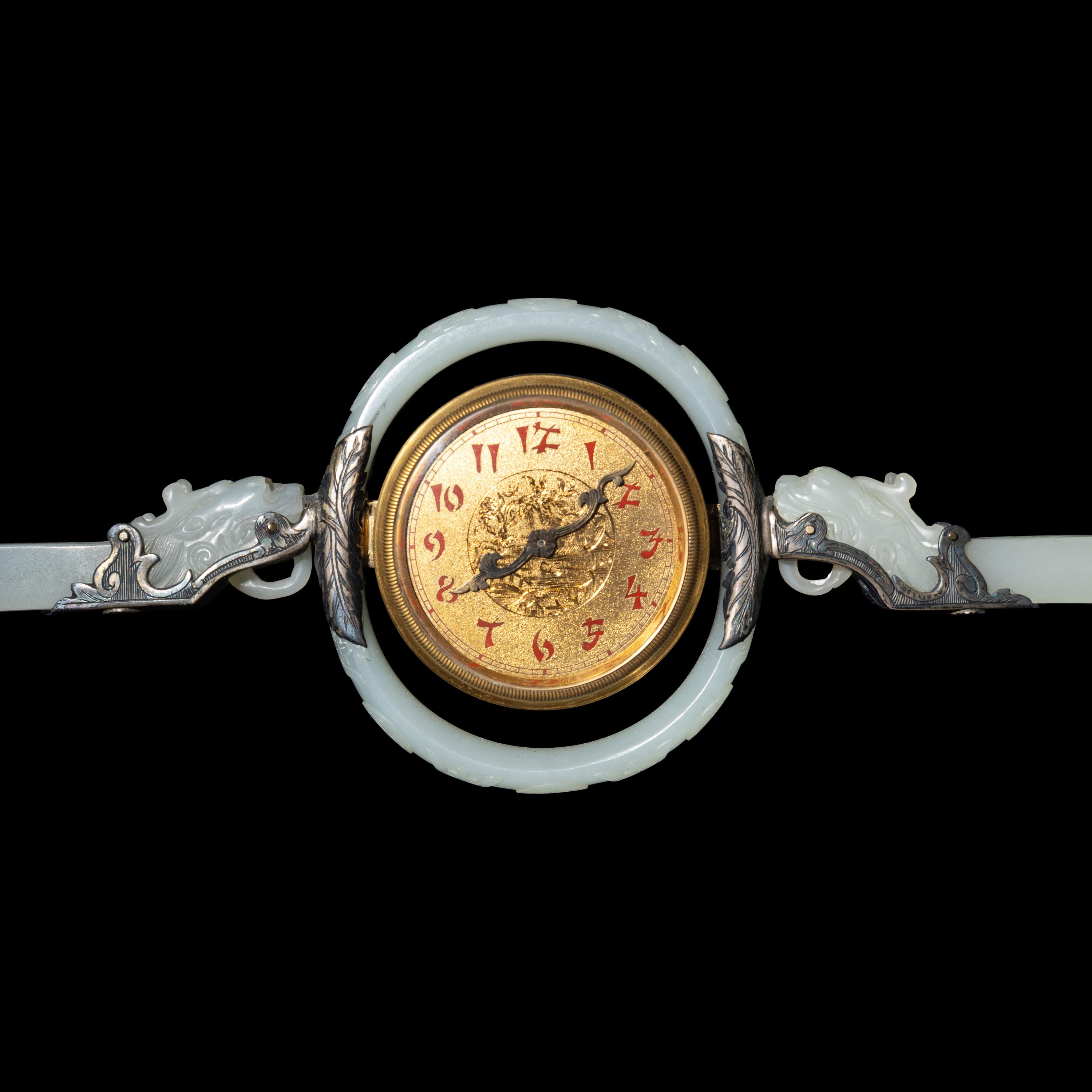 An Edward I. Farmer White Jade and Silver Mounted Chinoiserie Desk Clock, Circa 1930 Edward I. Farmer約1930年製中國風白玉童子座鐘