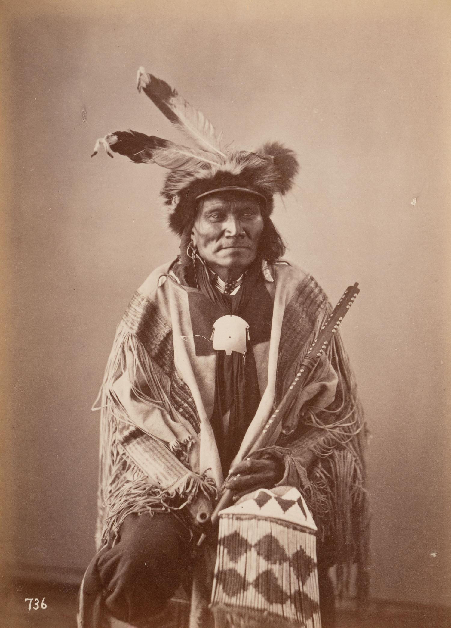 [GARDNER, Alexander (1821-1882), photographer]. Albumen photograph of Long Fox, Dakota. [Washington, DC, 1872].