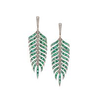 EMERALD AND DIAMOND FEATHER EARRINGS