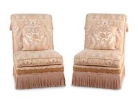 A Pair of Custom Upholstered Slipper Chairs