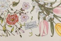 Two Framed Gucci Silk Scarves
