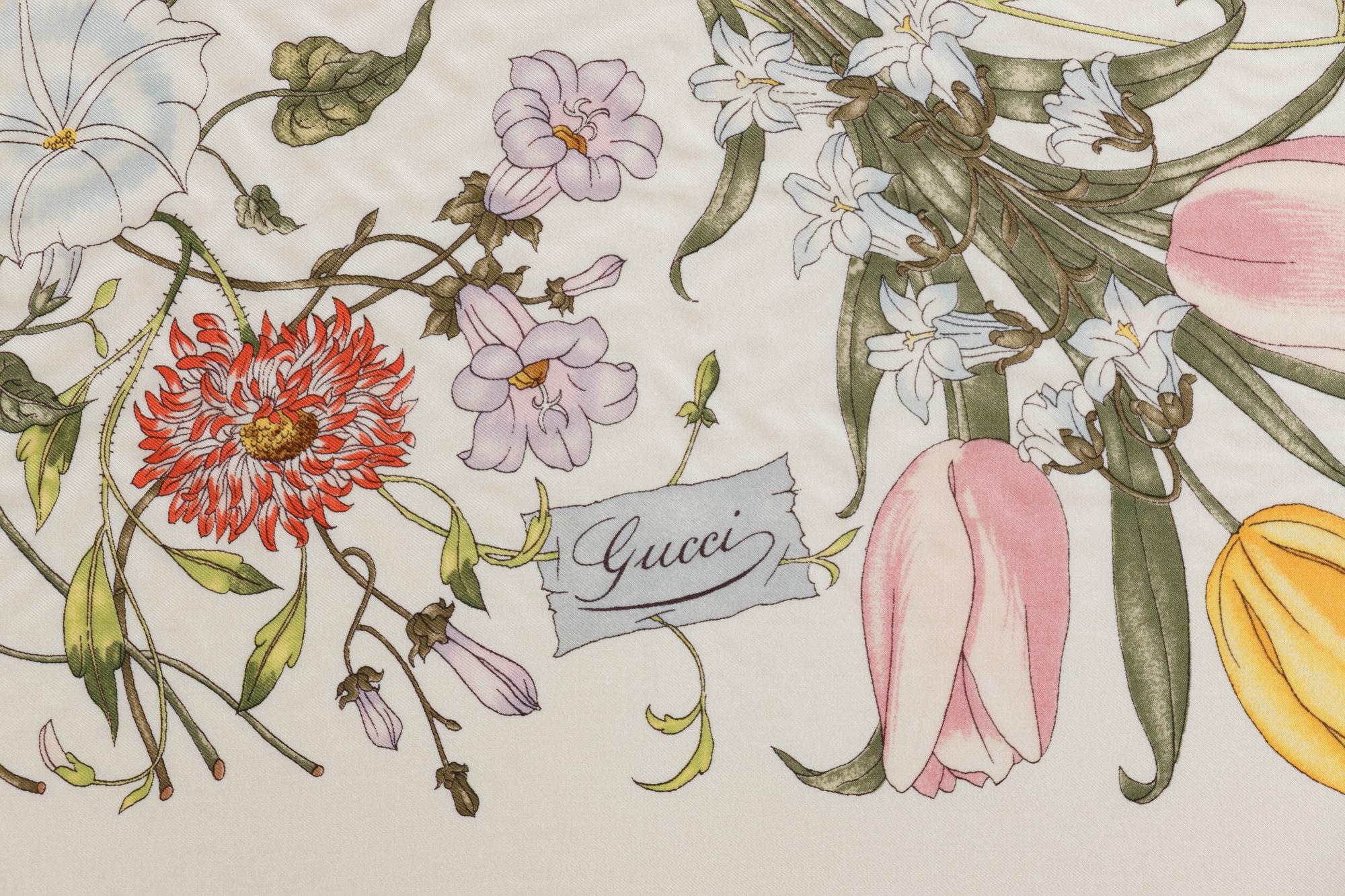 Two Framed Gucci Silk Scarves