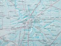 Modern map of Illinois. Colorado Springs, CO: The Pikes Peak Lithography Co., 1998. 59 1/2 x 37 1/2 in. Matted and framed.