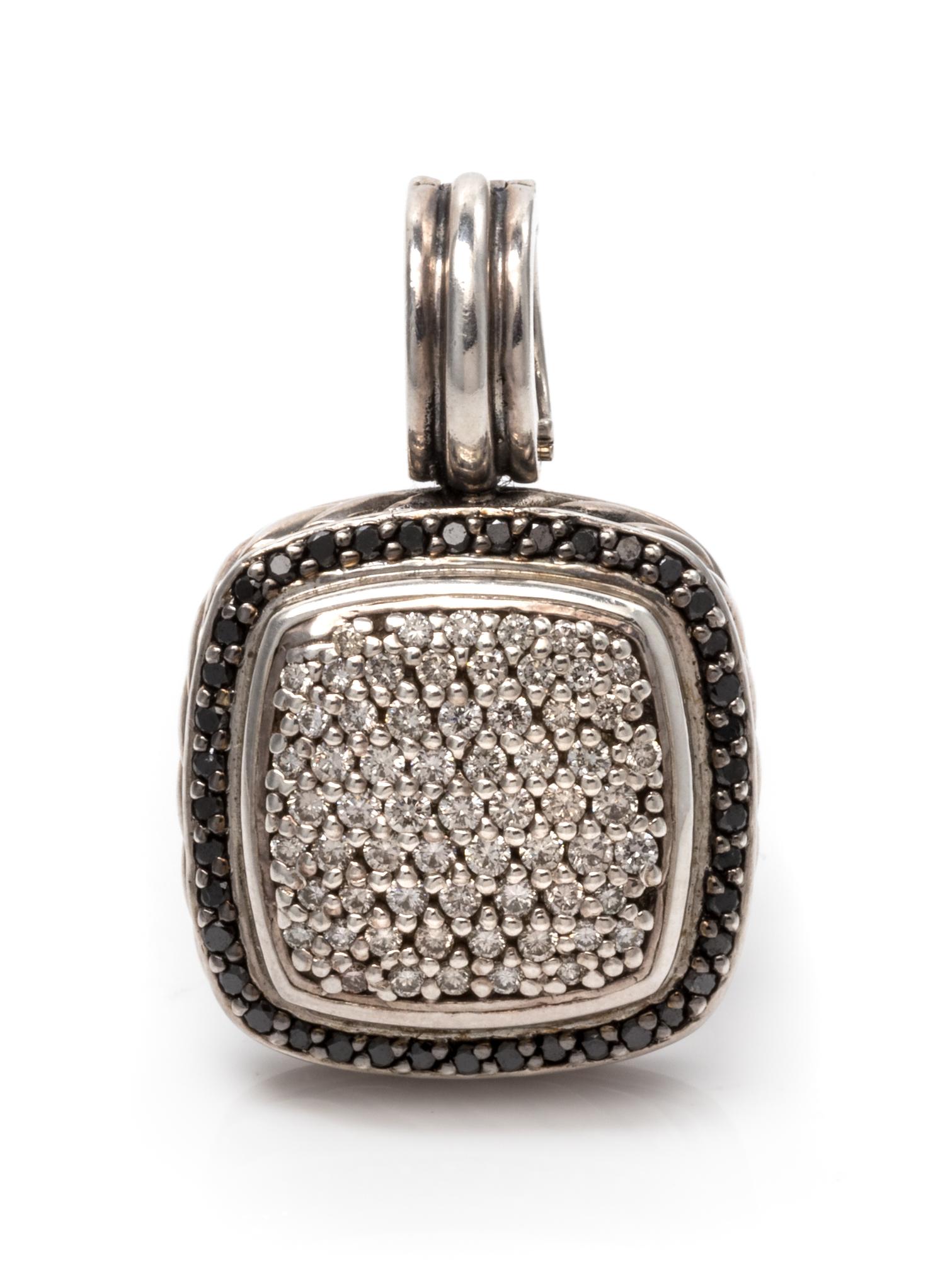 A Sterling Silver, Diamond and Black Diamond 'Albion' Pendant/Enhancer, David Yurman, 7.40 dwts.