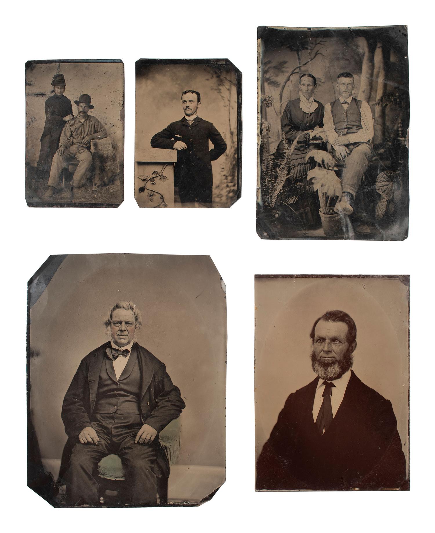 [EARLY PHOTOGRAPHY]. 40+ tintypes of men of varying ages, incl. individual and group portraits.