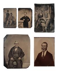 [EARLY PHOTOGRAPHY]. 40+ tintypes of men of varying ages, incl. individual and group portraits.