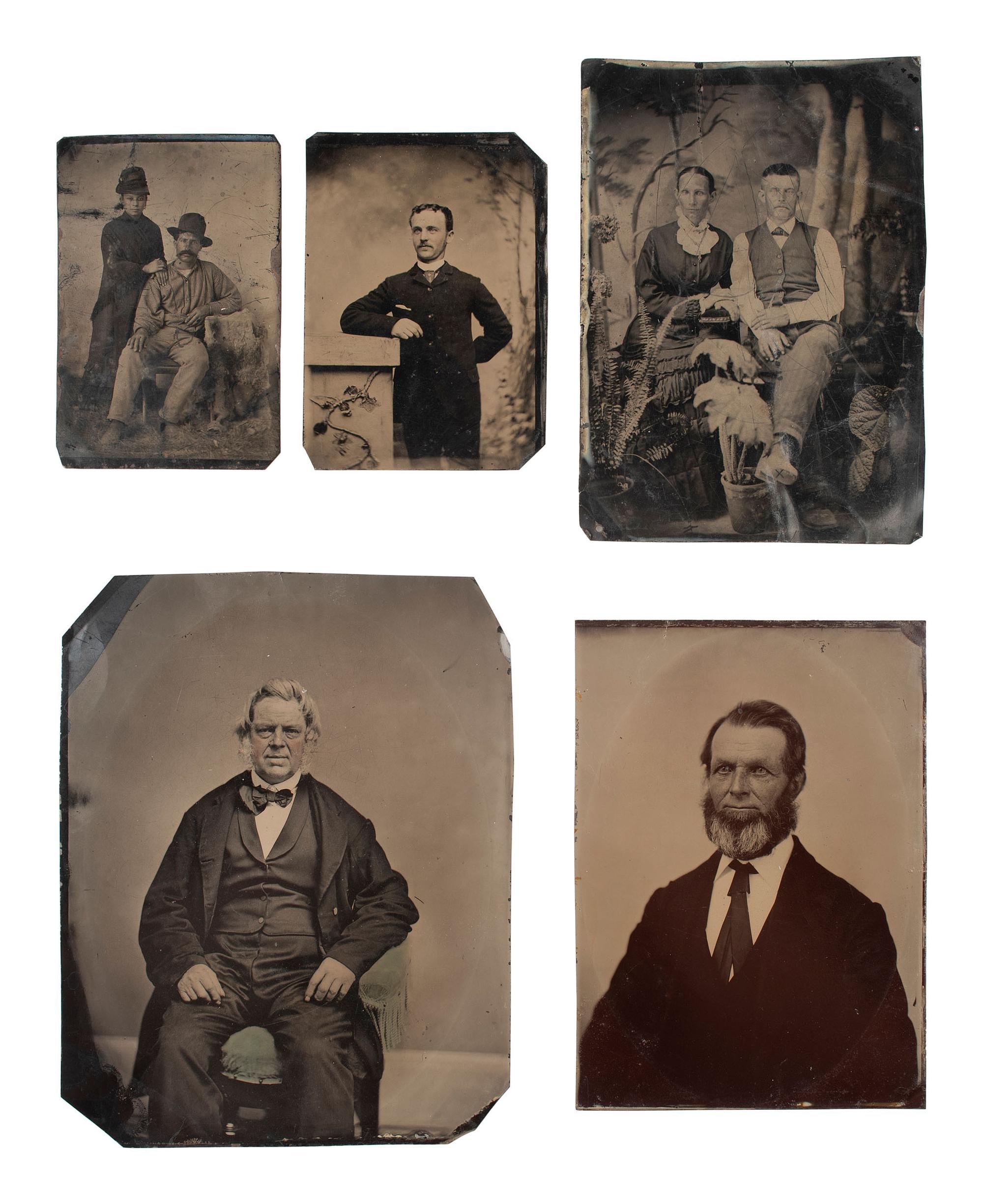 [EARLY PHOTOGRAPHY]. 40+ tintypes of men of varying ages, incl. individual and group portraits.