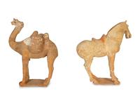 Two Chinese Tang Dynasty Style Pottery Figures