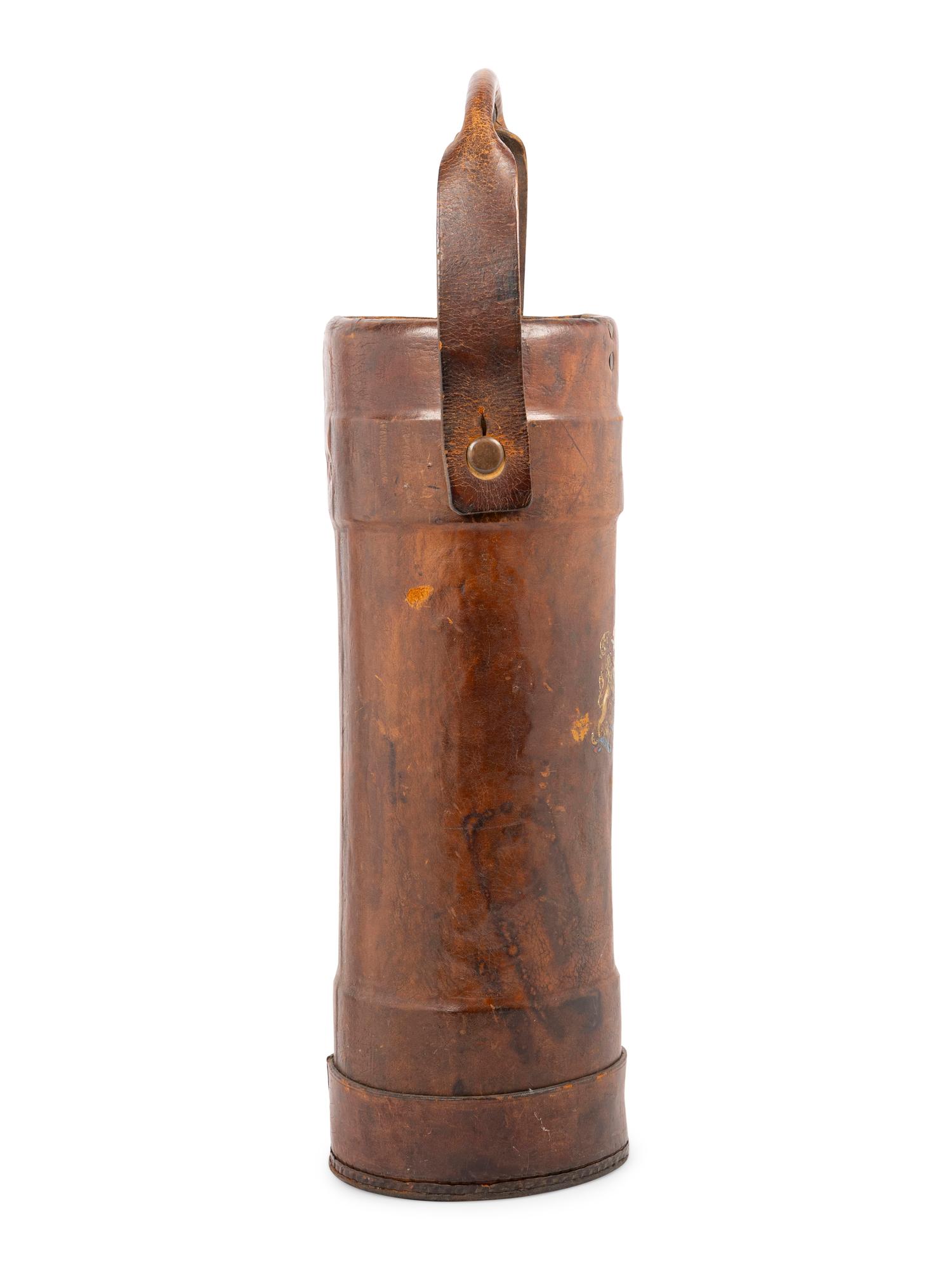 An English Leather Ammunition Bucket or Umbrella Stand