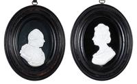 Two English White Paste Silhouette Bust Portraits of a Lady and a Gentleman