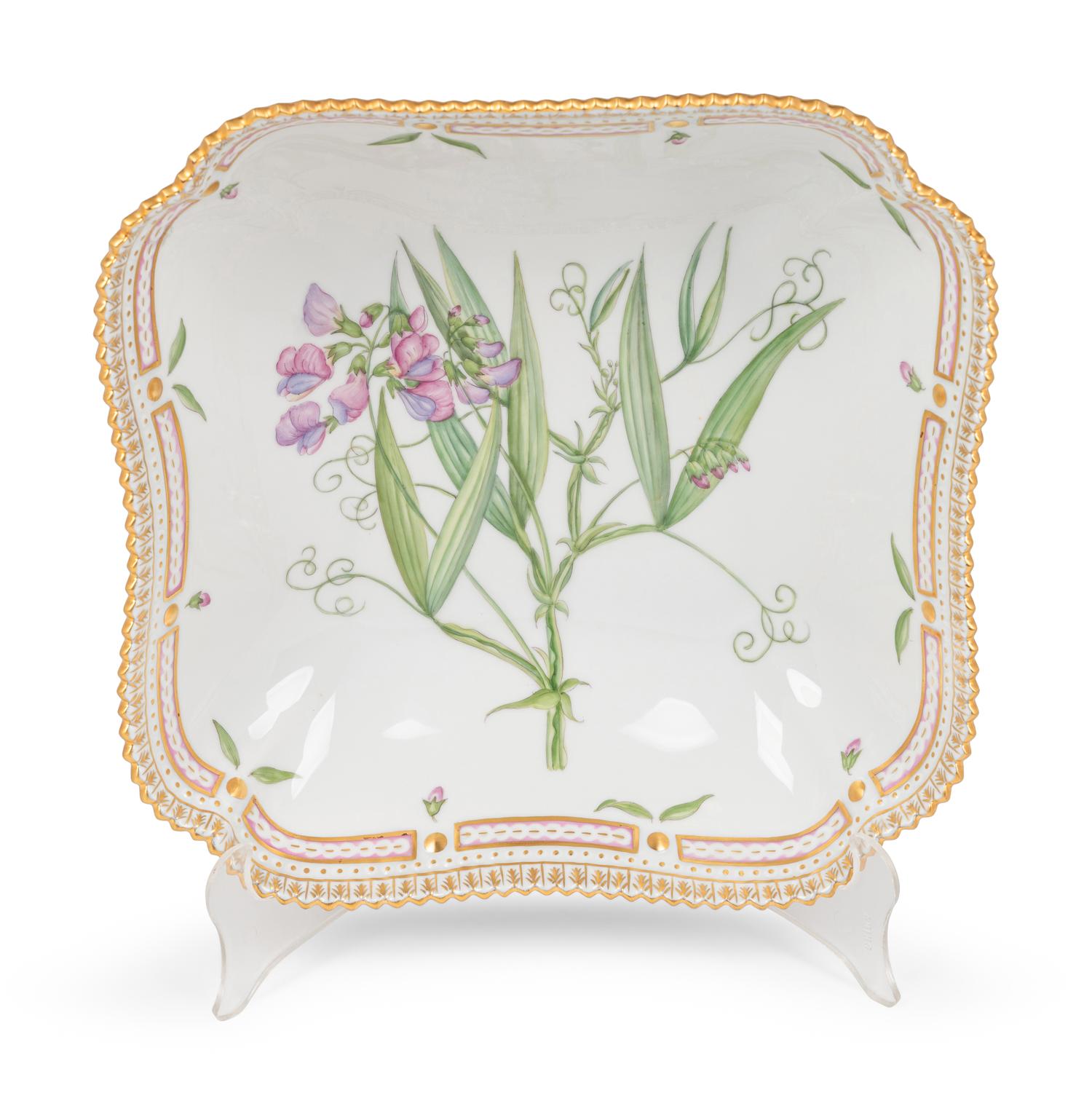 A Royal Copenhagen Flora Danica Porcelain Square Serving Bowl