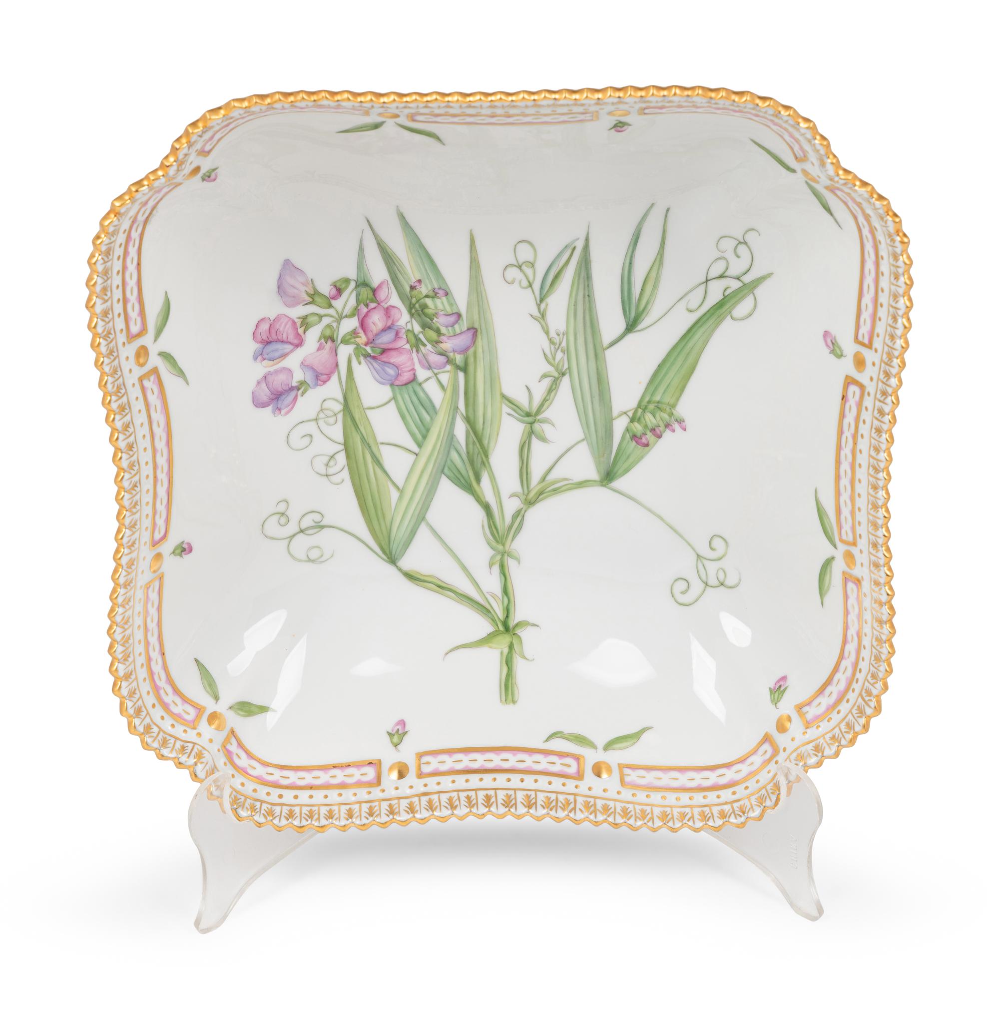 A Royal Copenhagen Flora Danica Porcelain Square Serving Bowl