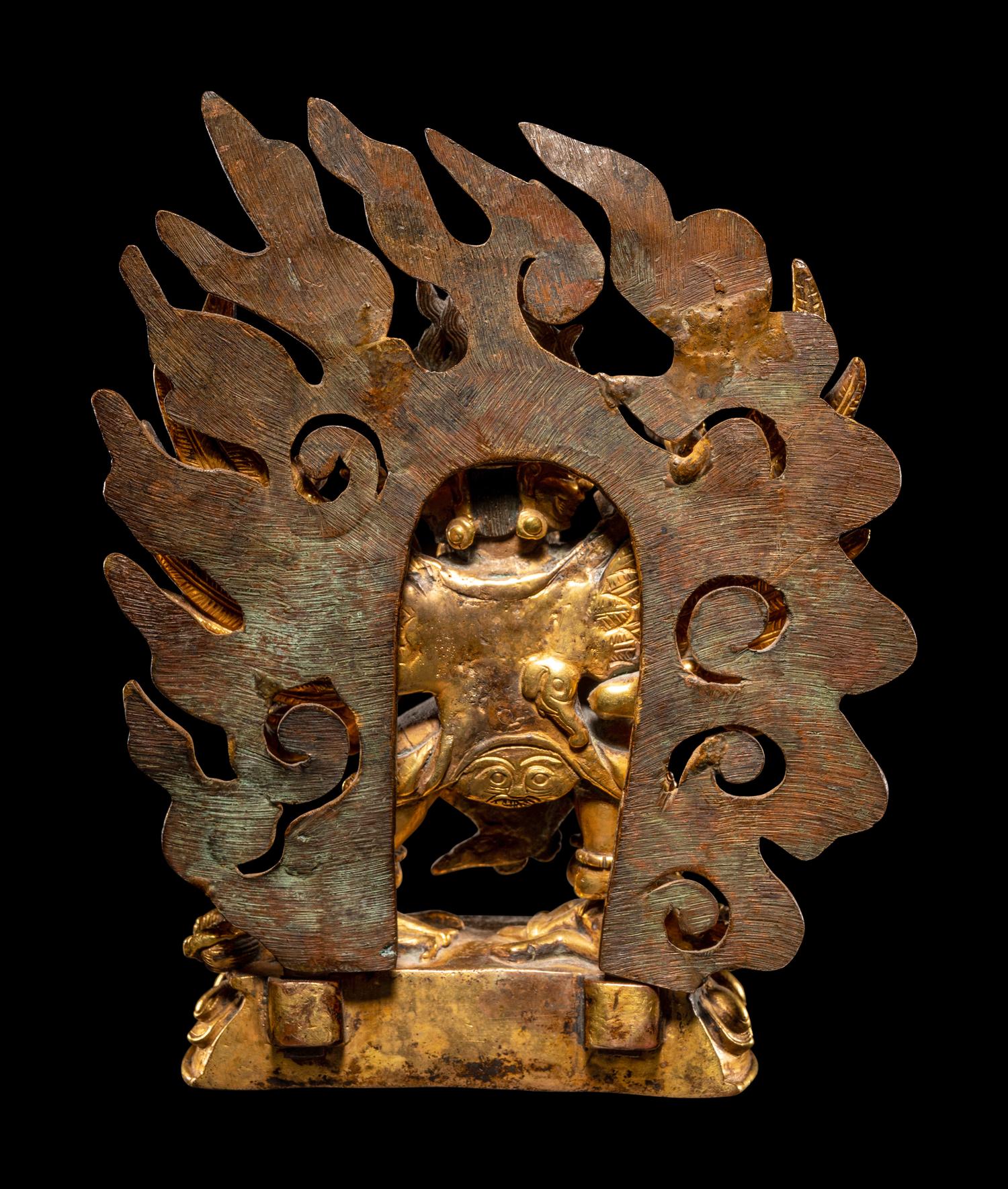 A Sino-Tibetan Gilt Bronze Figure of Hayagriva