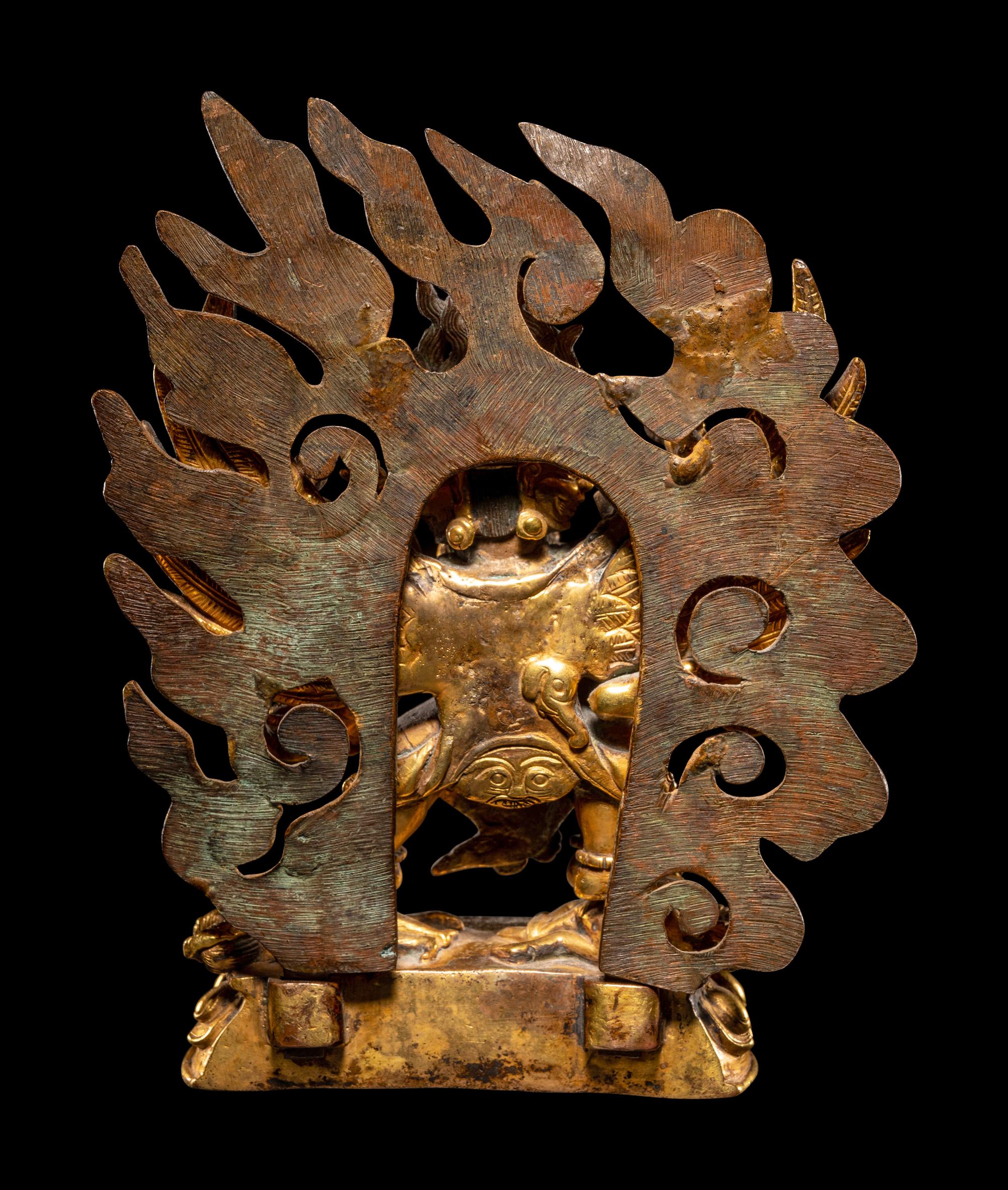 A Sino-Tibetan Gilt Bronze Figure of Hayagriva