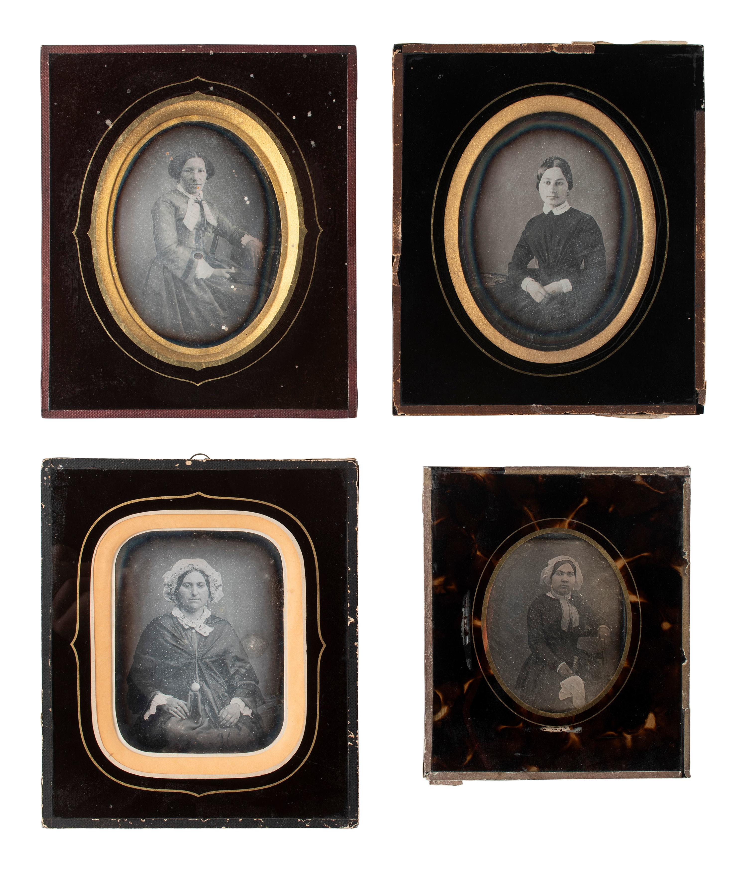 [EARLY PHOTOGRAPHY]. 17 likely European daguerreotypes of women housed in passe partout mounts.