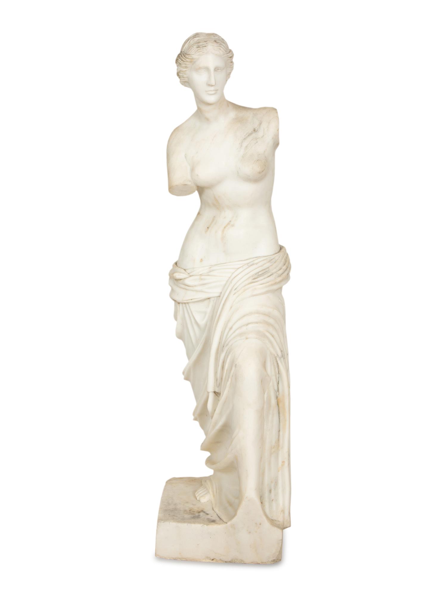 A Carved Marble Sculpture of Venus de Milo after the Antique by Alexandros of Antioch