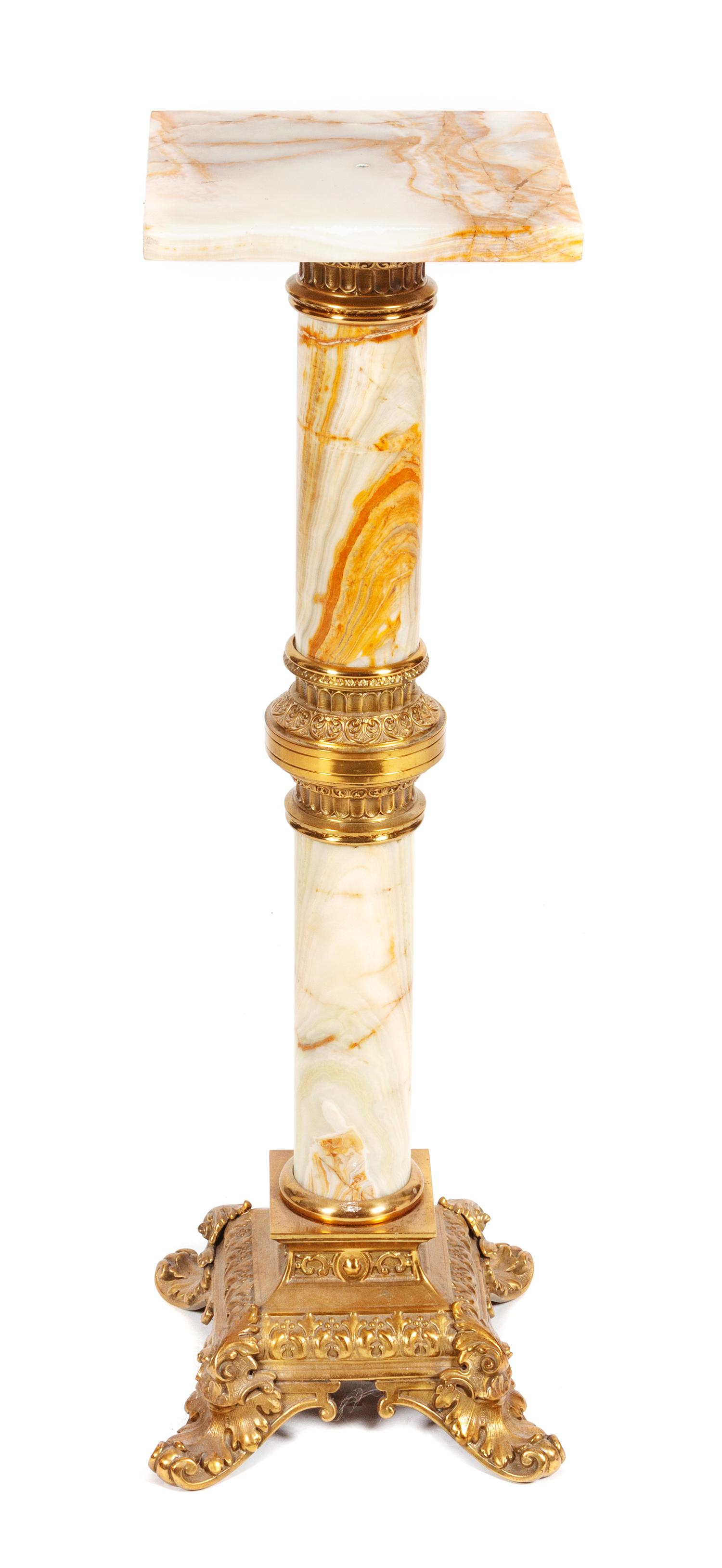 An Onyx and Gilt Bronze Mounted Pedestal Height 38 inches.