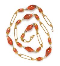 A Chanel Faux Coral Beaded Goldtone Sautoir, 45".