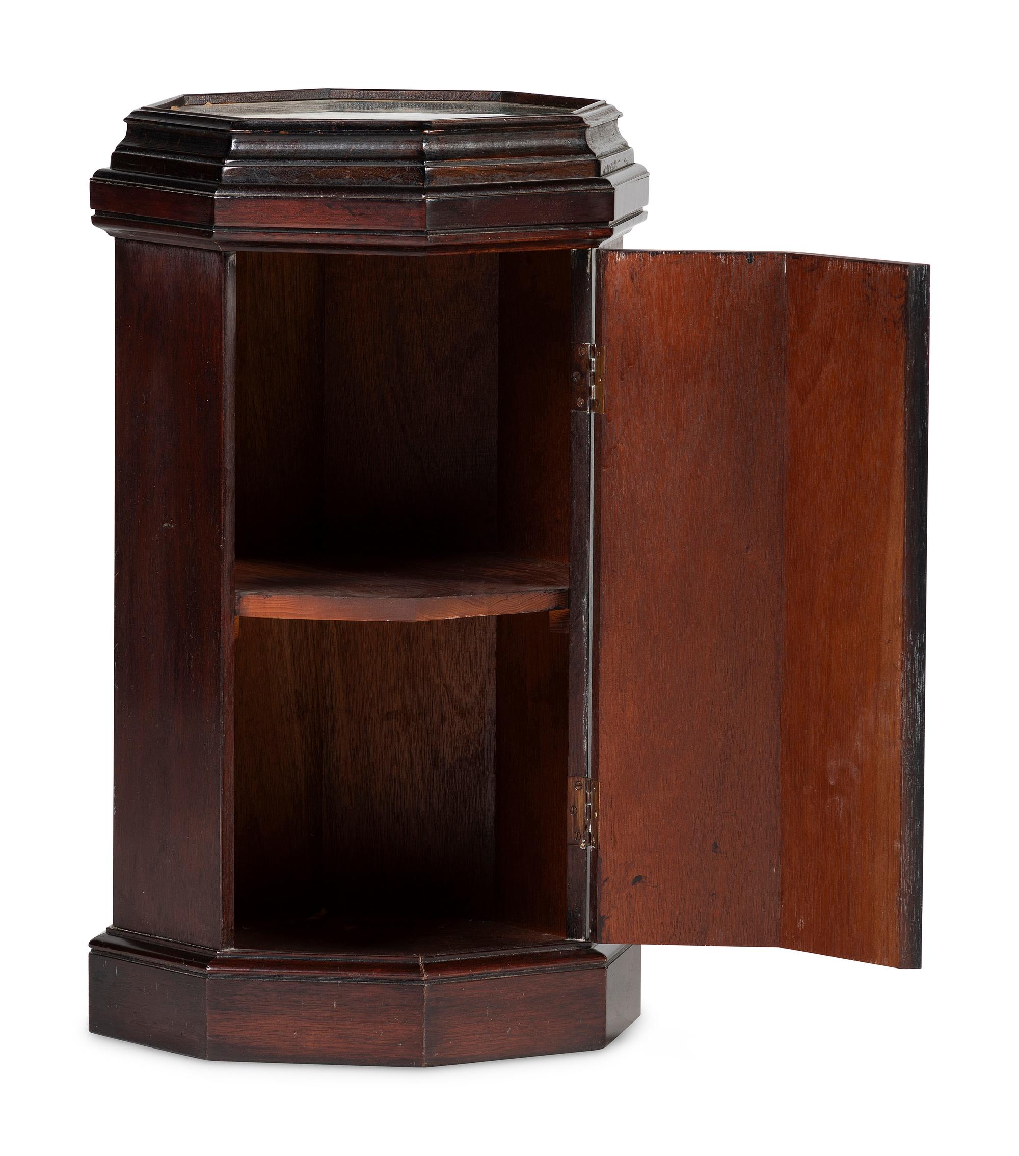 A Federal Style Sailor's Valentine Inset Mahogany Octagonal Pot Cupboard