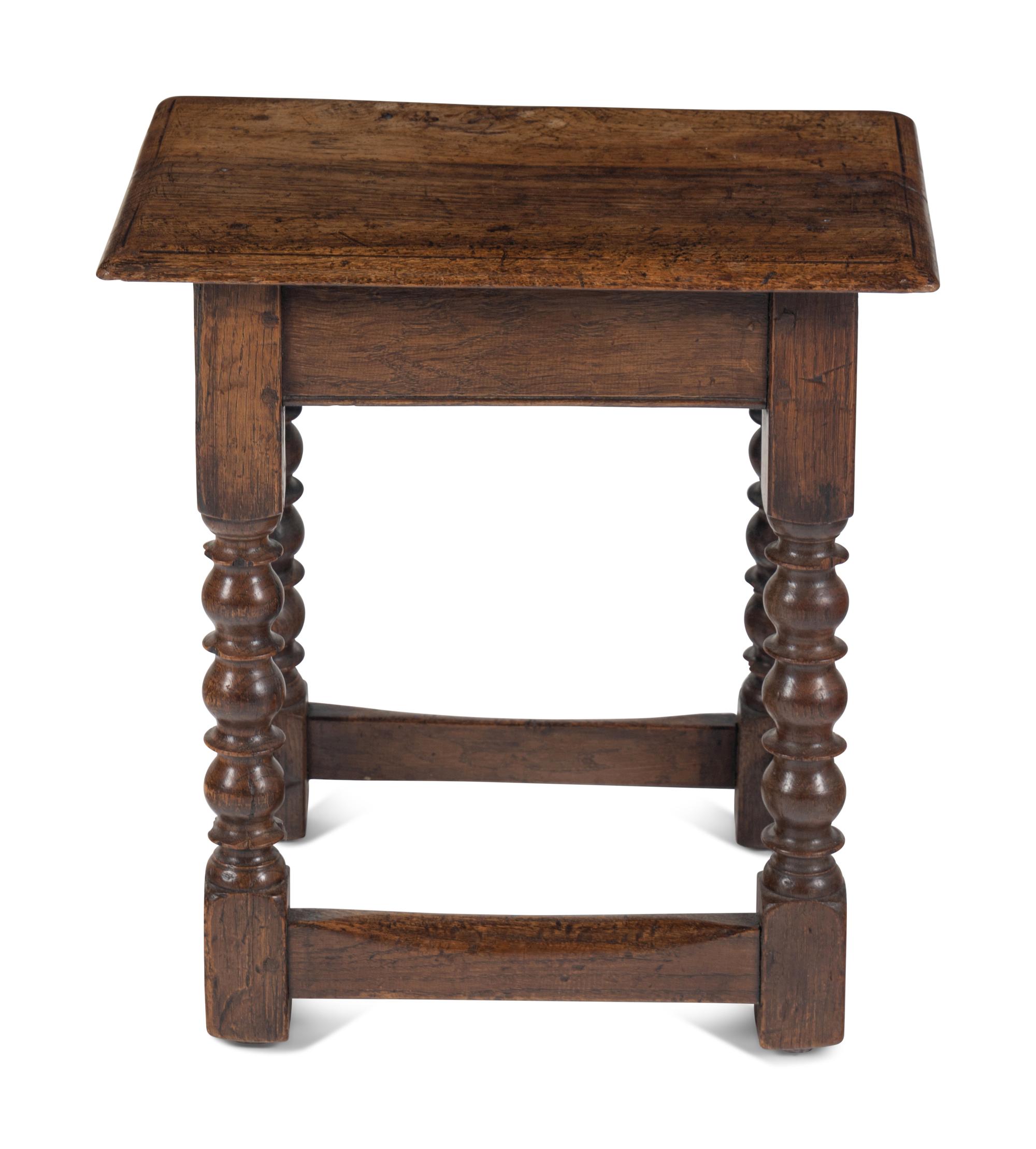 A William and Mary Oak Joint Stool
