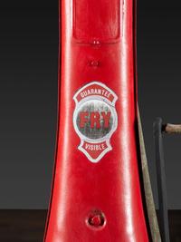 An American Painted Metal Gravity Gas Pump, Guarantee Liquid Measure