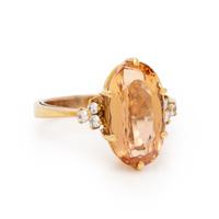 IMPERIAL TOPAZ, DIAMOND, AND YELLOW GOLD RING