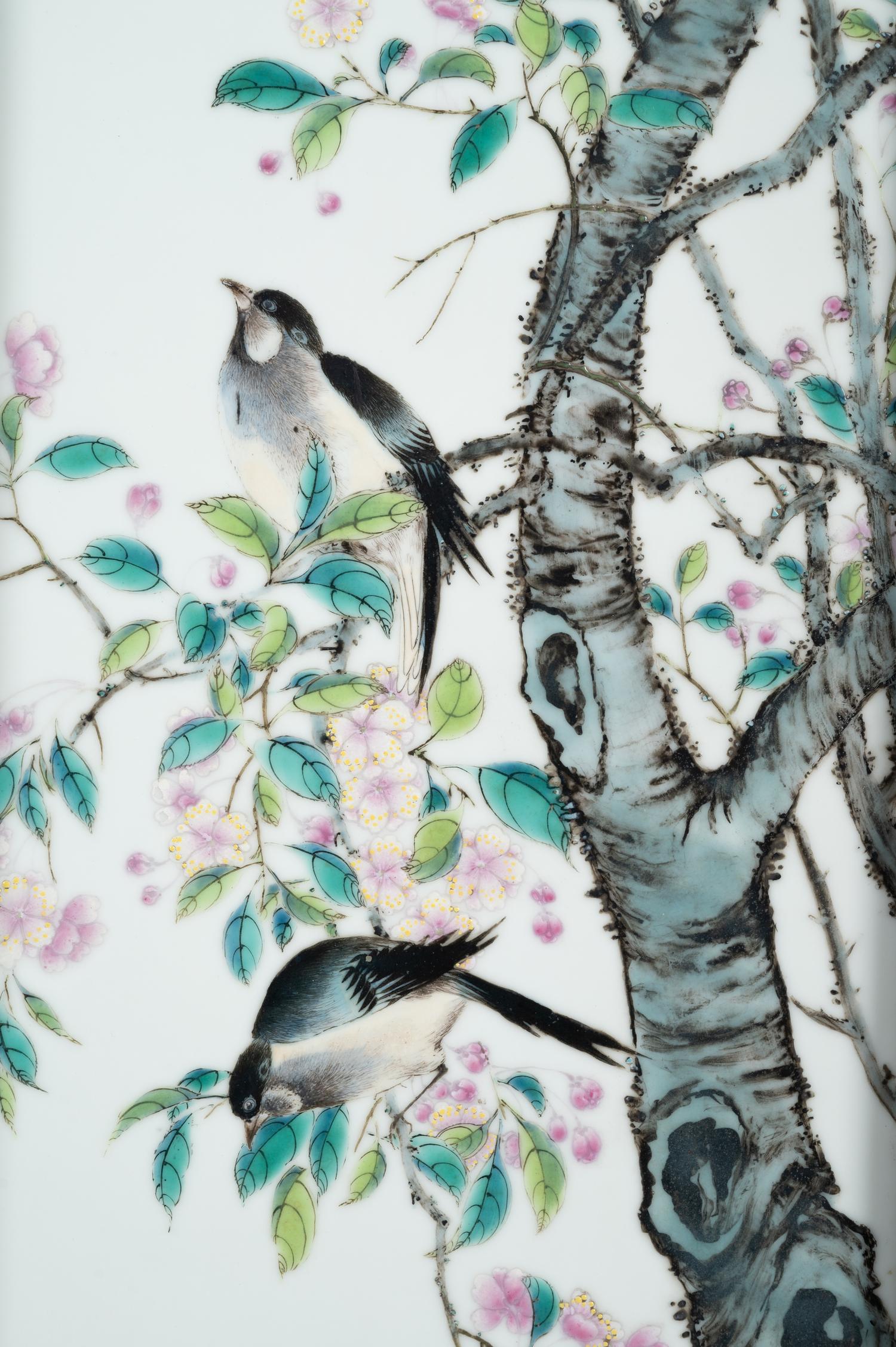 Two Famille Rose Porcelain Wall Panels