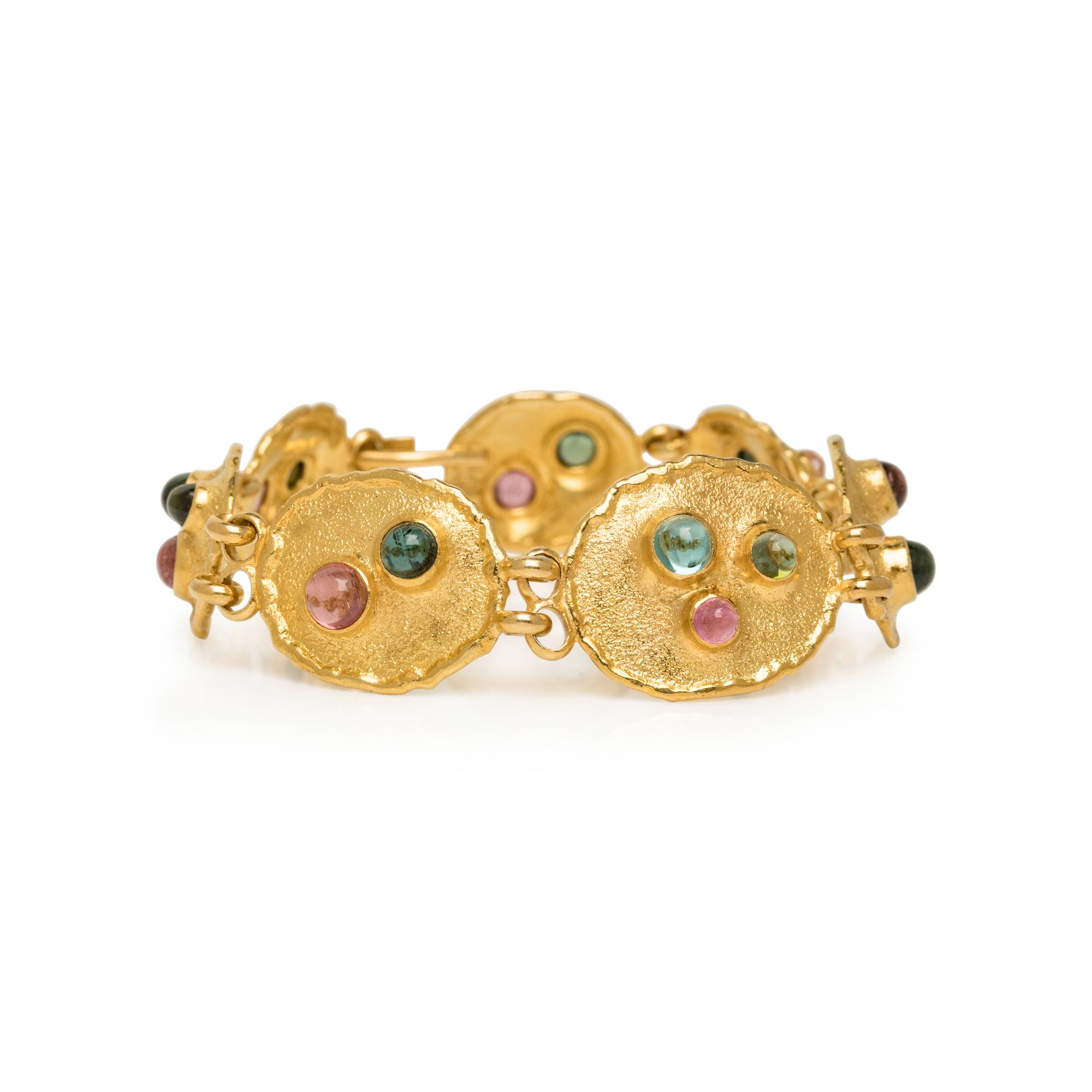 YELLOW GOLD AND MULTICOLORED TOURMALINE JEWELRY SUITE