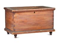 A Diminutive Country Stained Poplar Blanket Chest