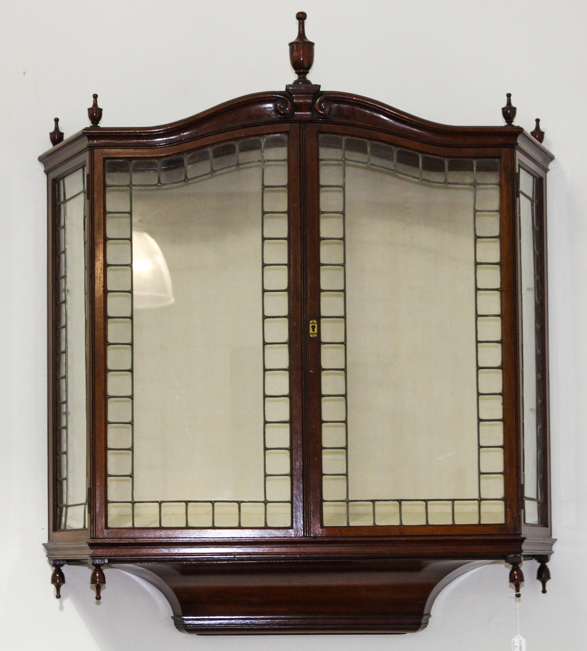 A Georgian Style Mahogany Hanging Vitrine Length 49 3/4 inches. — INCORPORATING 19TH CENTURY ELEMENTS
