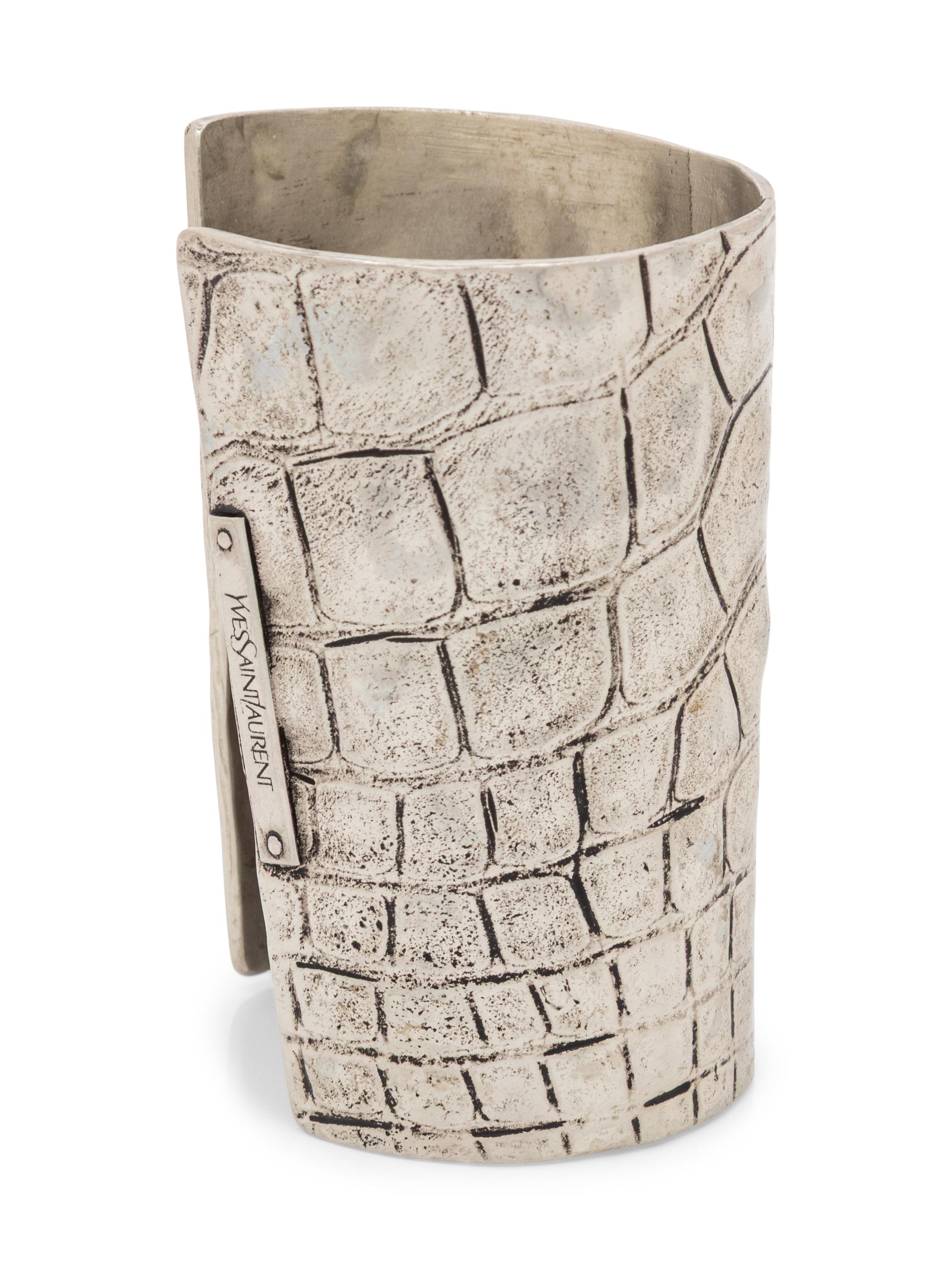 Yves Saint Laurent, Croc-Embossed Metal Cuff