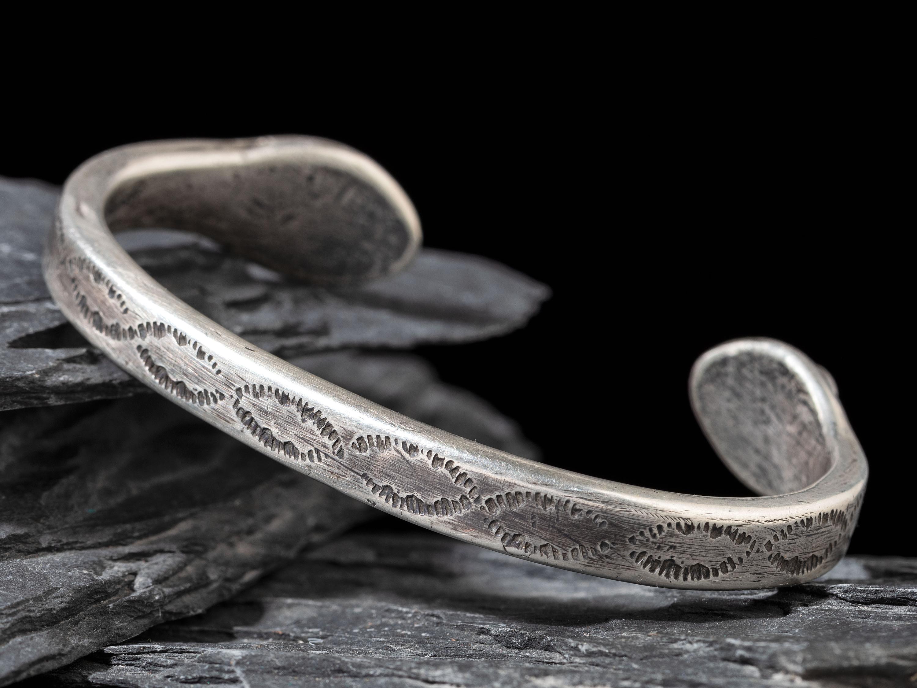 Navajo Ingot and Turquoise Snake Cuff Bracelet