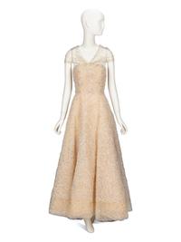 Oscar de la Renta, Embellished Champagne Tulle Evening Gown