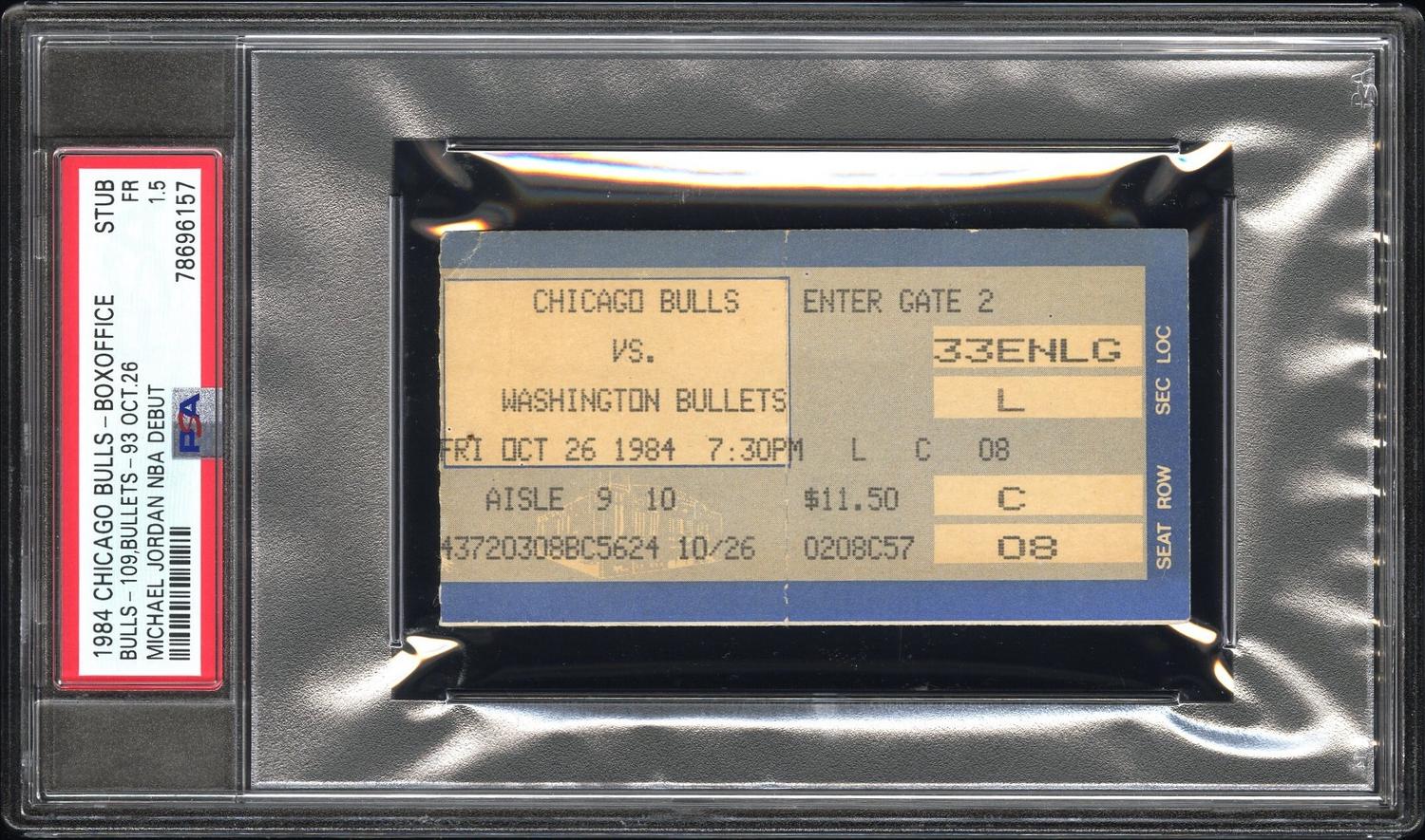 An October 26, 1984 Chicago Bulls vs. Washington Bullets Michael Jordan NBA Debut Ticket Stub / Chicago Stadium Box Office Example (PSA 1.5)