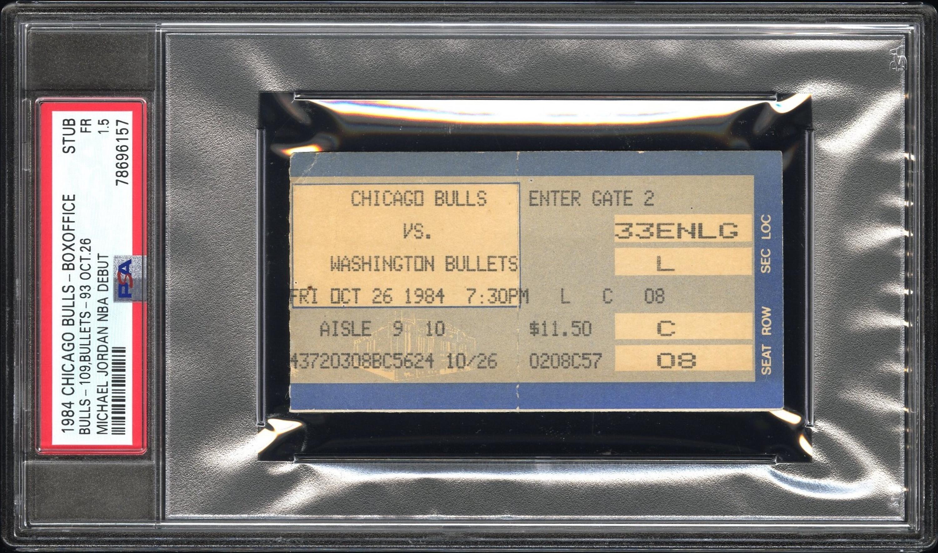 An October 26, 1984 Chicago Bulls vs. Washington Bullets Michael Jordan NBA Debut Ticket Stub / Chicago Stadium Box Office Example (PSA 1.5)
