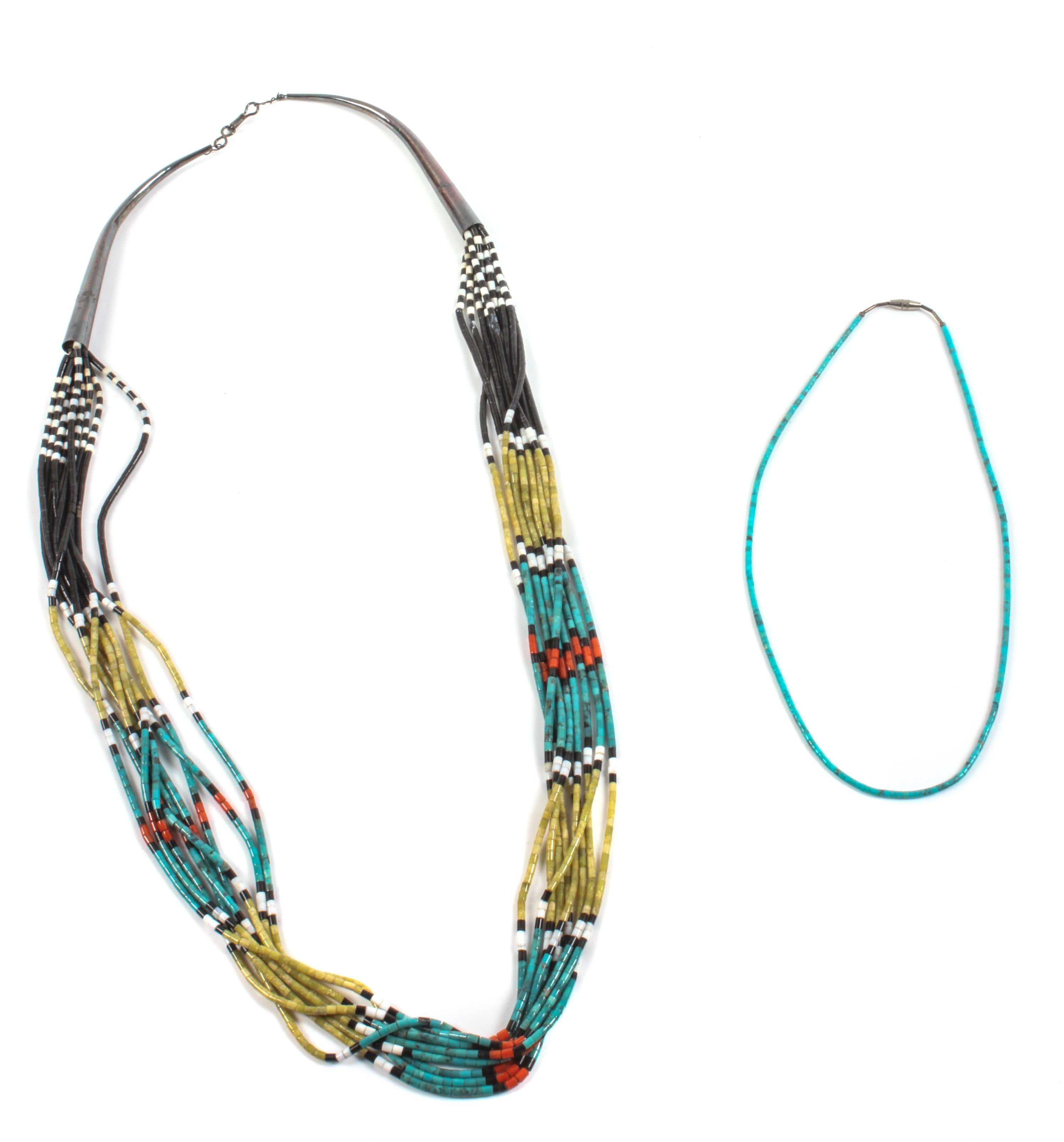 Four Southwestern Heishi Bead Necklaces Length of longest 30 inches