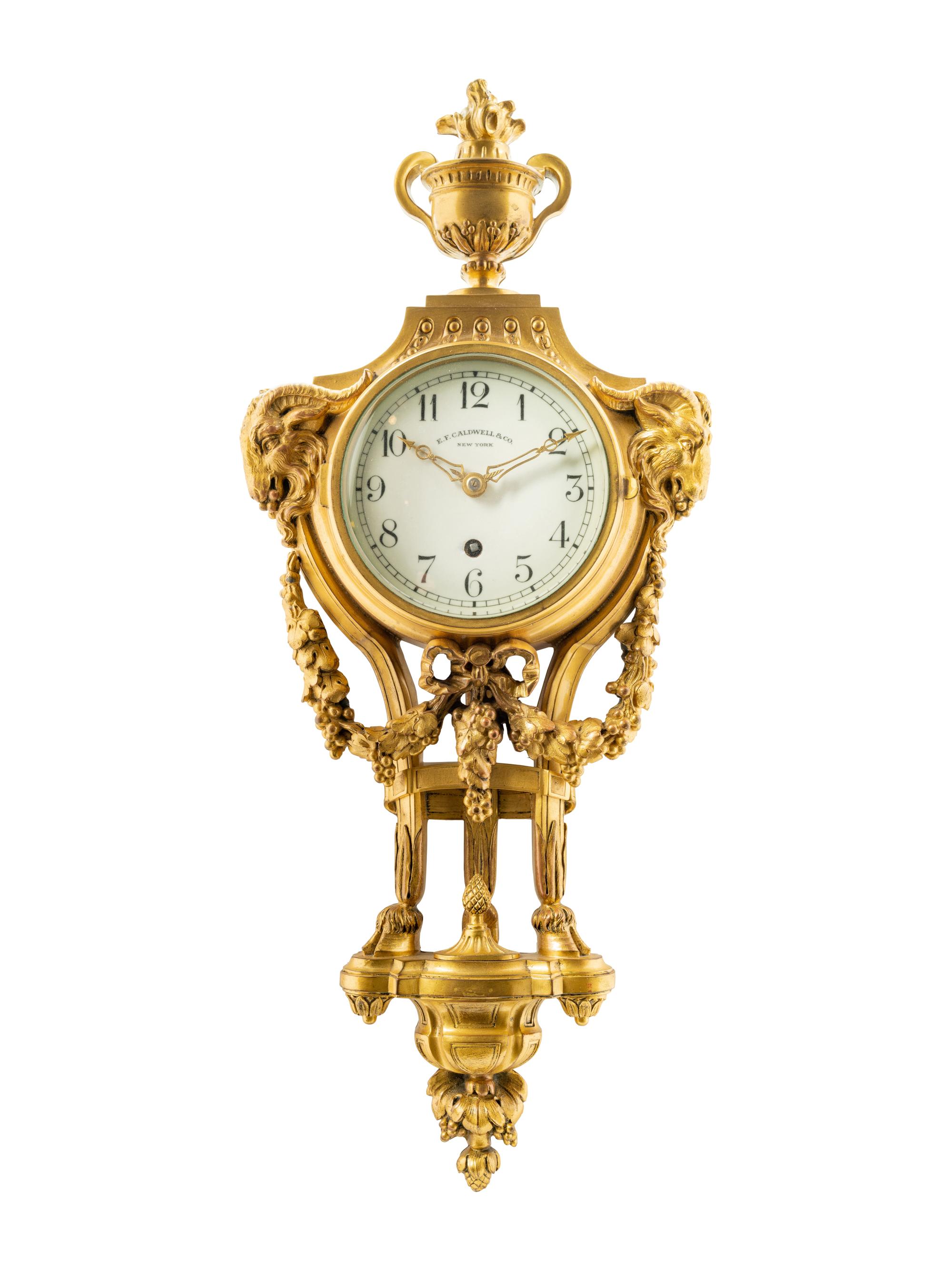 A Louis XVI Style Gilt Bronze Cartel Clock by E.F. Caldwell & Co.