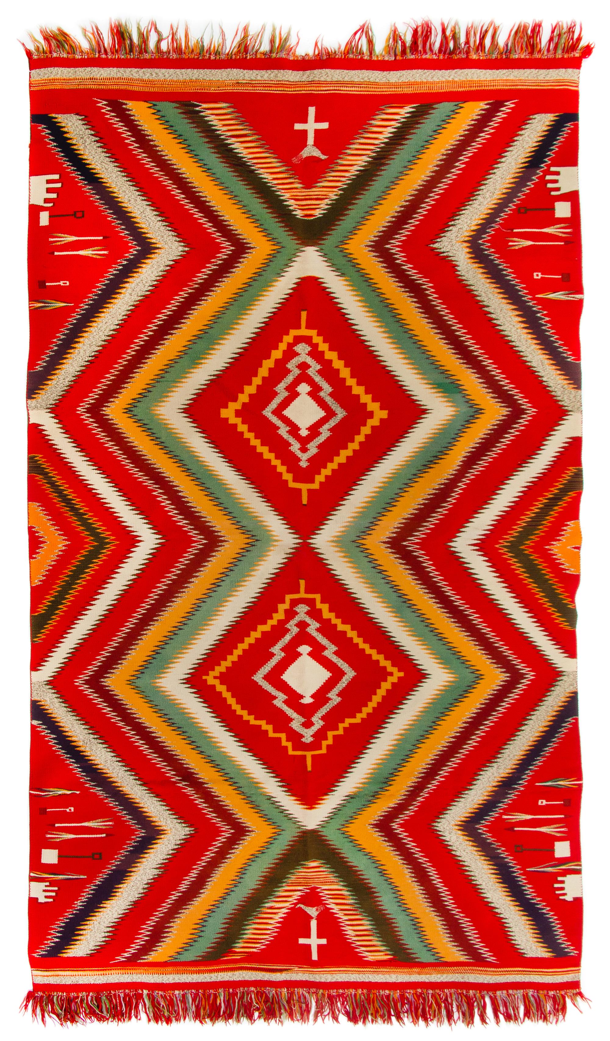 Navajo Germantown Pictorial Weaving 56 1/2 x 91 inches — Late 19th Century