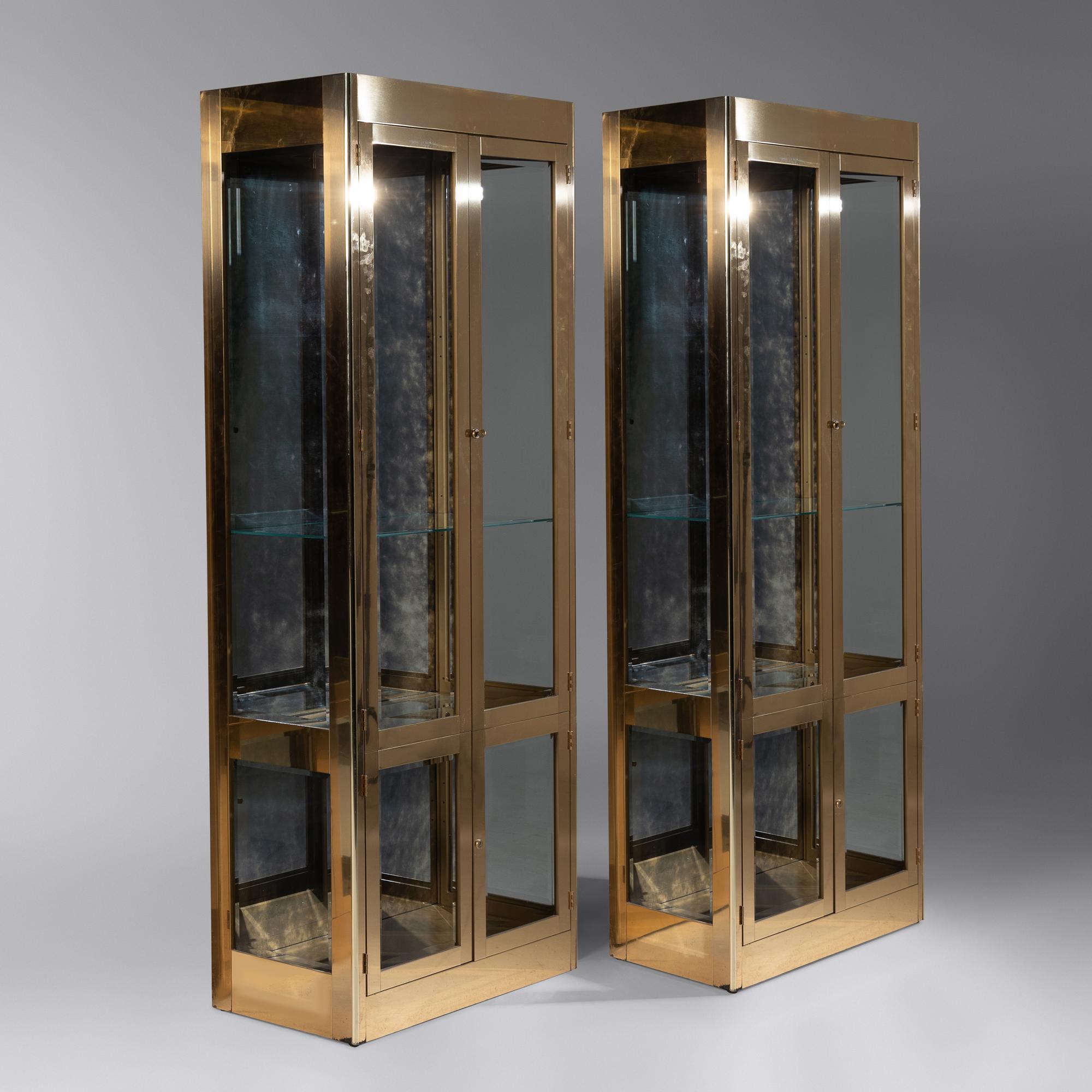 Vitrine etageres, pair Mastercraft, c. 1975