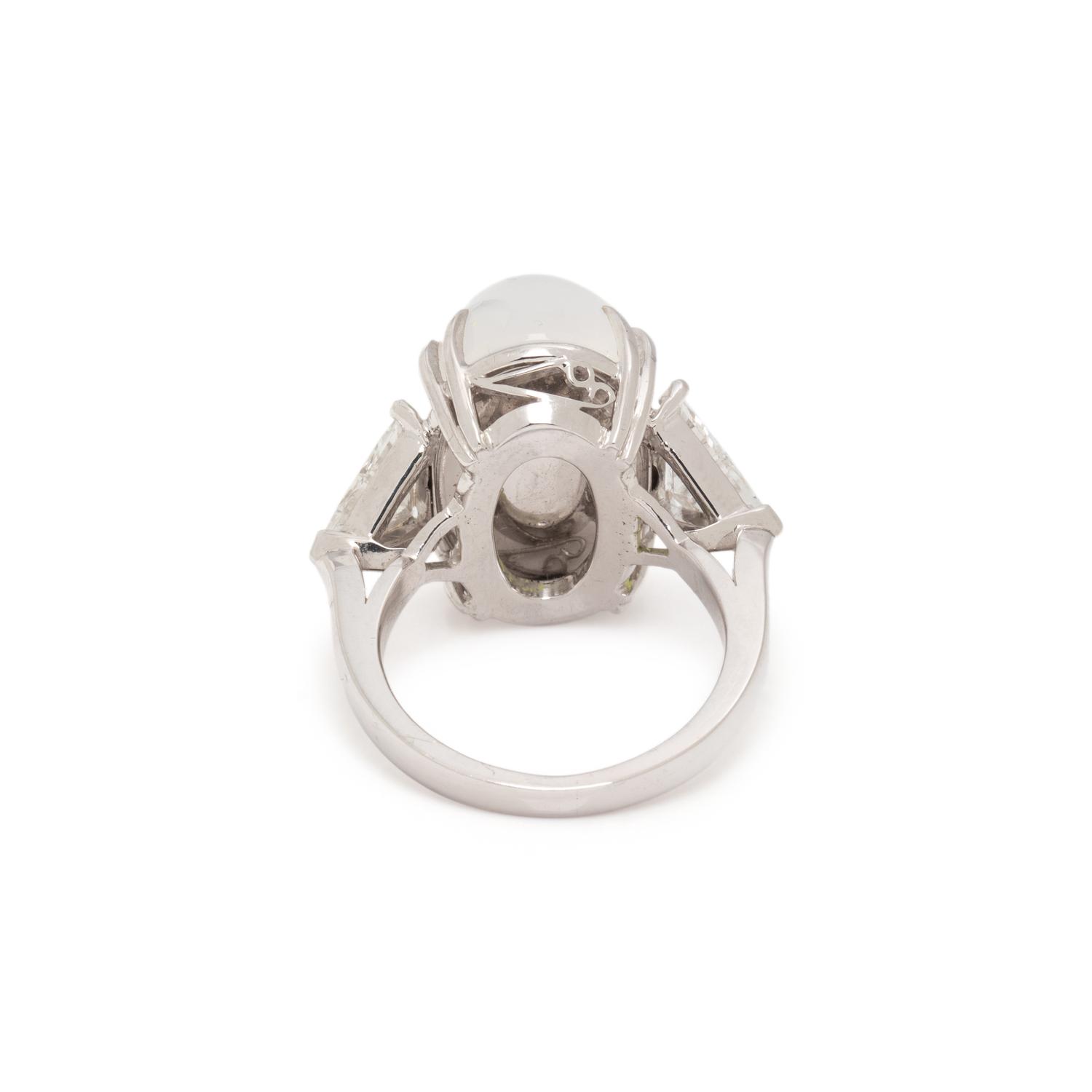 HENRY DUNAY, MOONSTONE AND DIAMOND RING