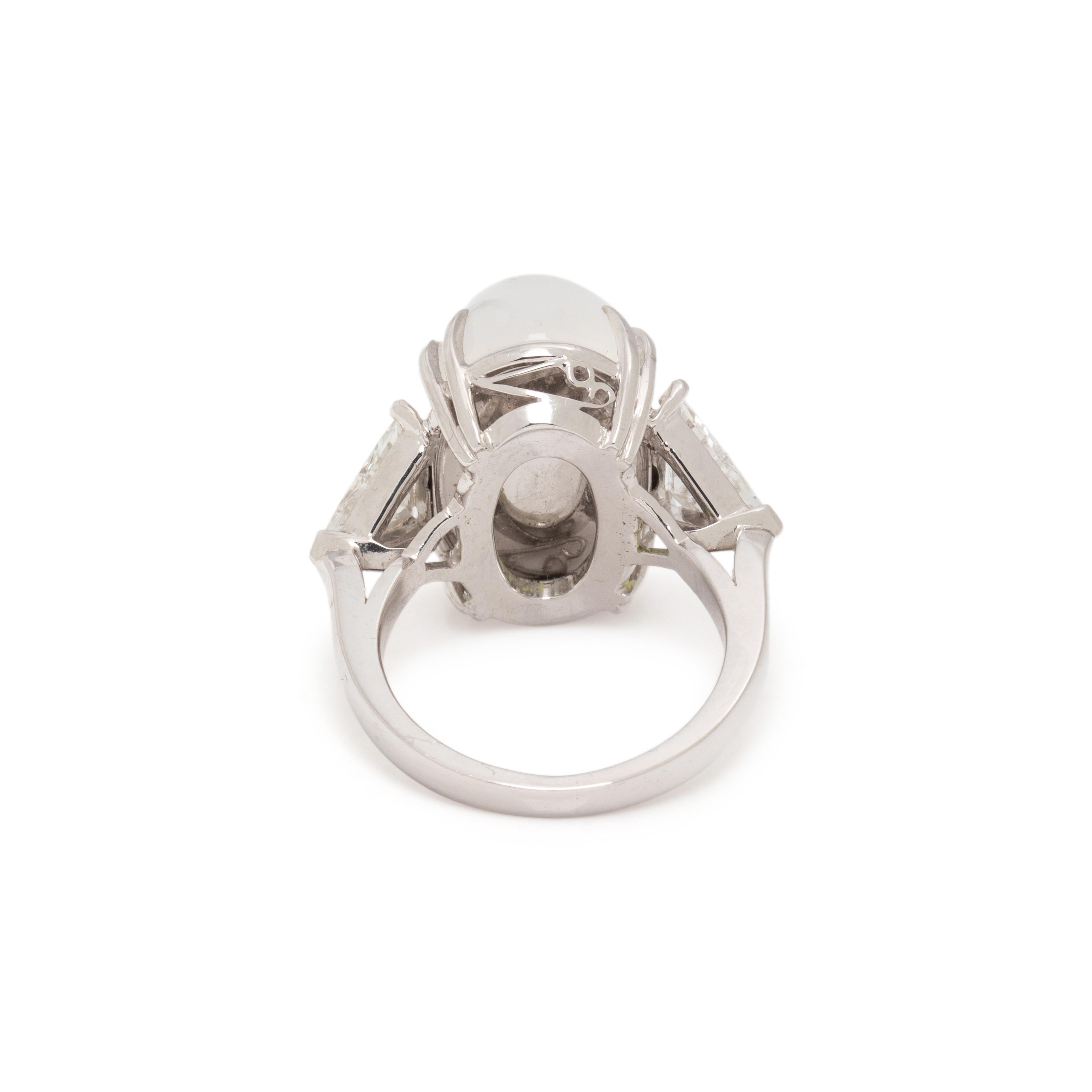 HENRY DUNAY, MOONSTONE AND DIAMOND RING