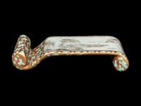 A Chinese Turquoise and Gilt Decorated Qianjiang Porcelain Ink Bed