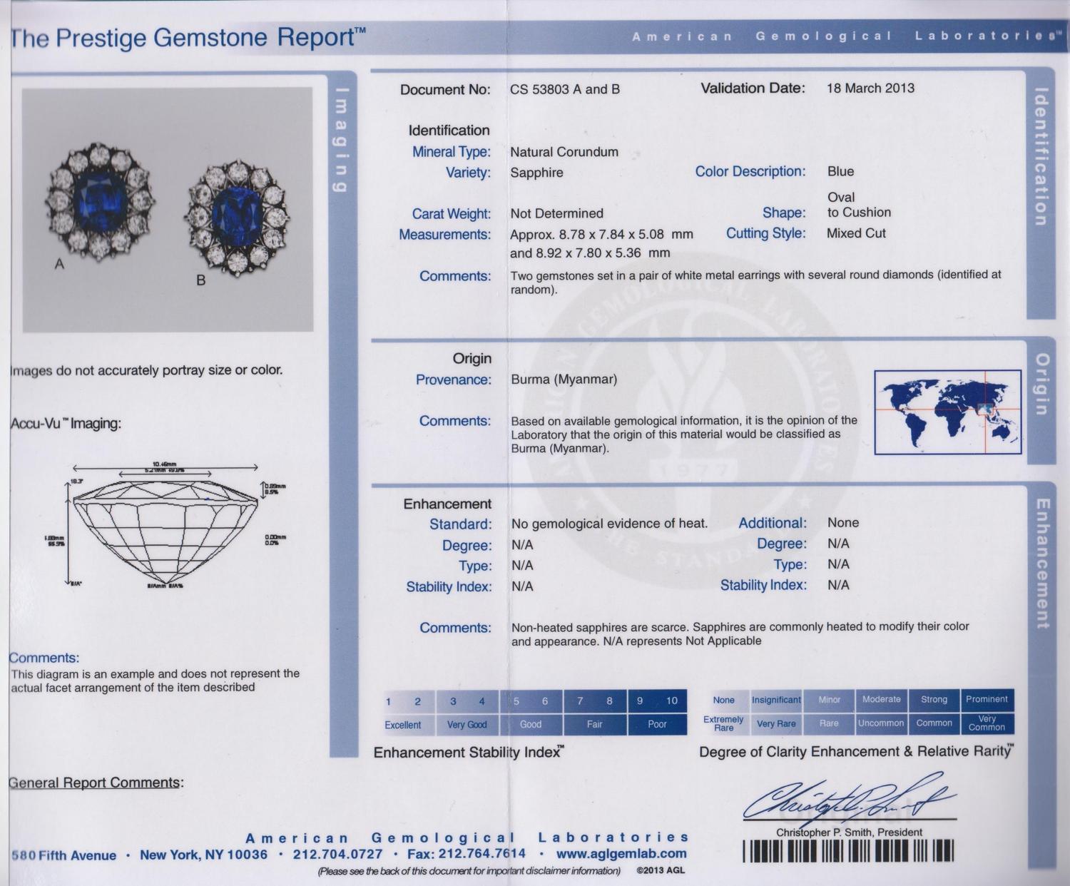 A Pair of Platinum, Burmese Sapphire and Diamond Earclips, 4.20 dwts.