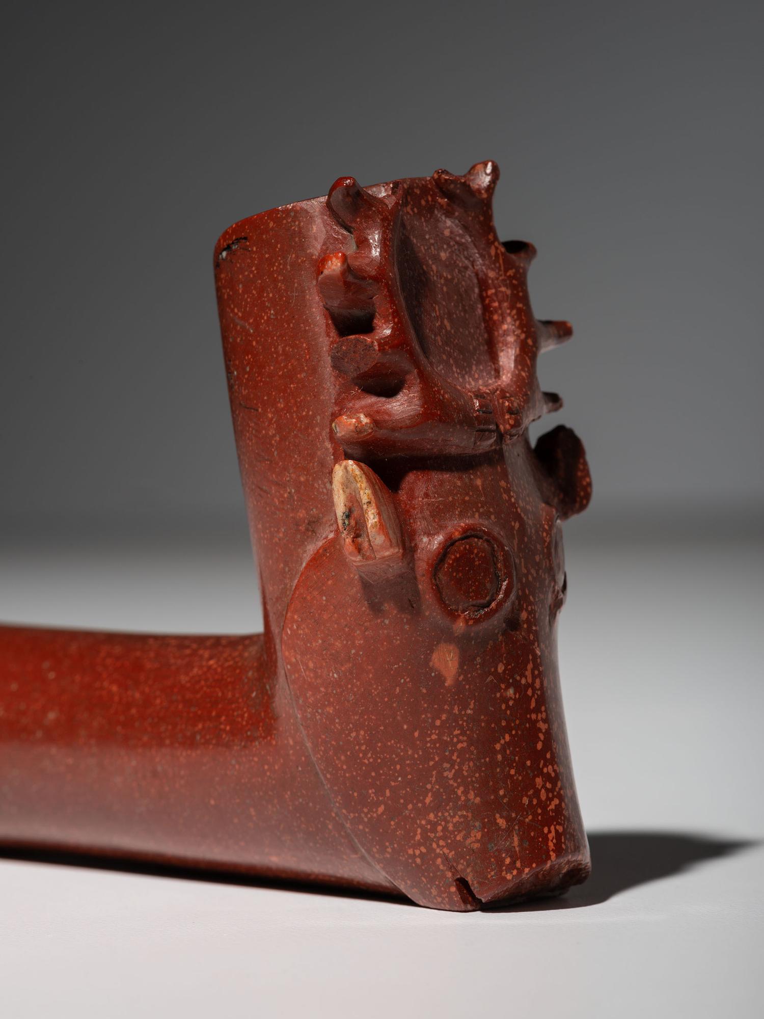 Sioux Catlinite Pipe Bowl, with Elk