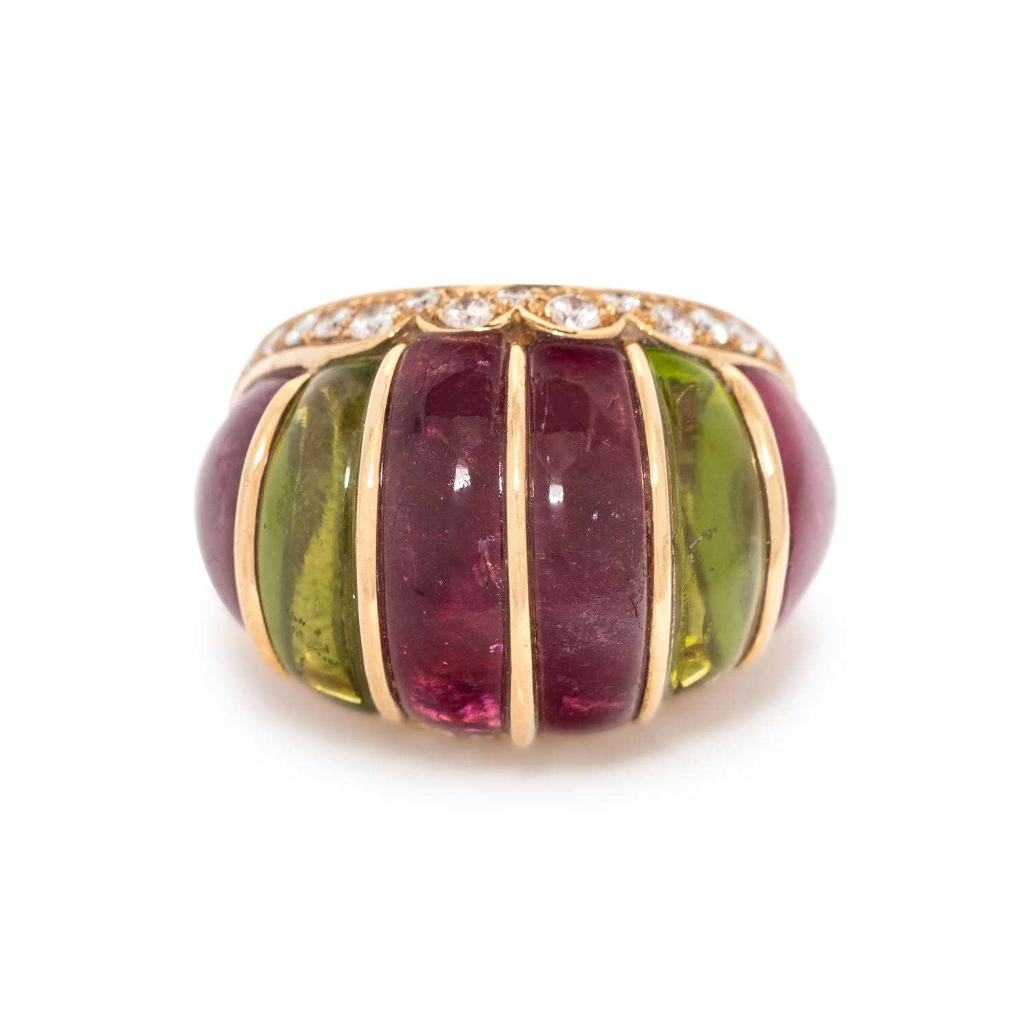 TOURMALINE AND DIAMOND BOMBE RING