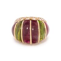 TOURMALINE AND DIAMOND BOMBE RING