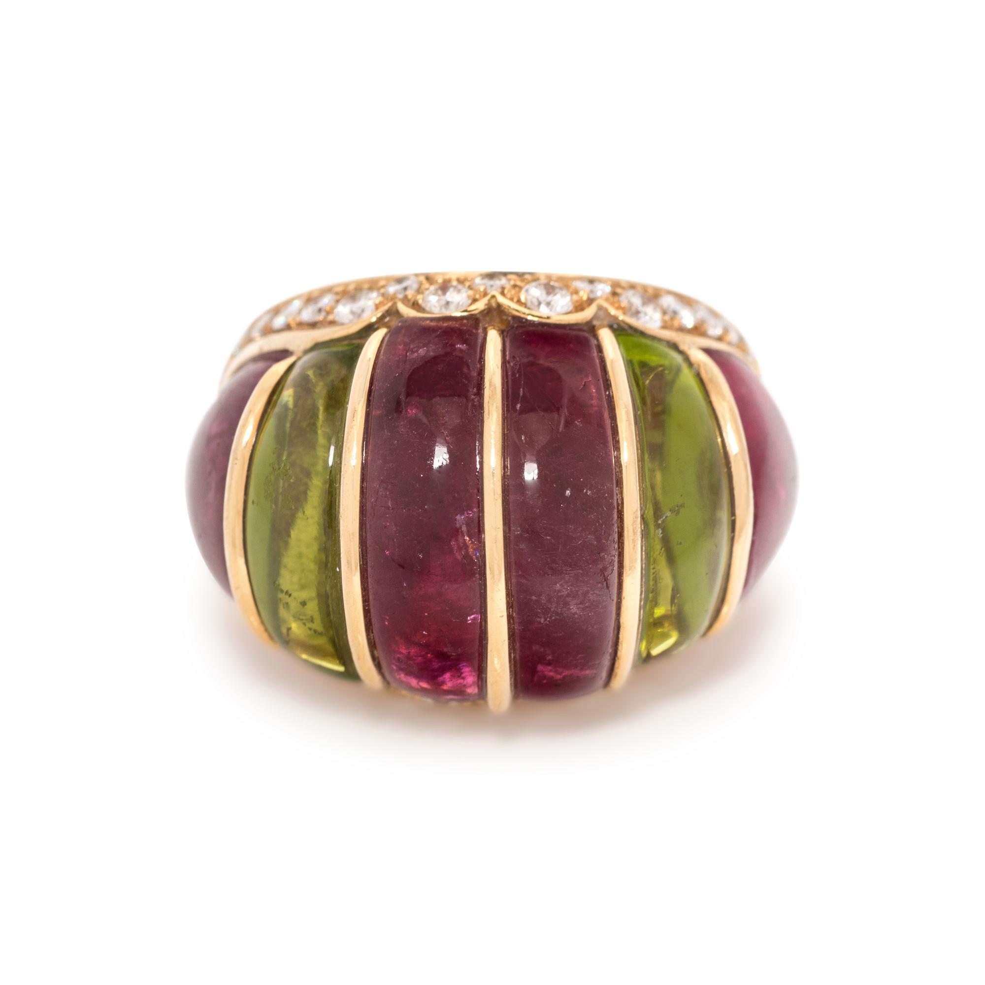 TOURMALINE AND DIAMOND BOMBE RING