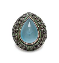 AQUAMARINE AND GREEN GEMSTONE RING