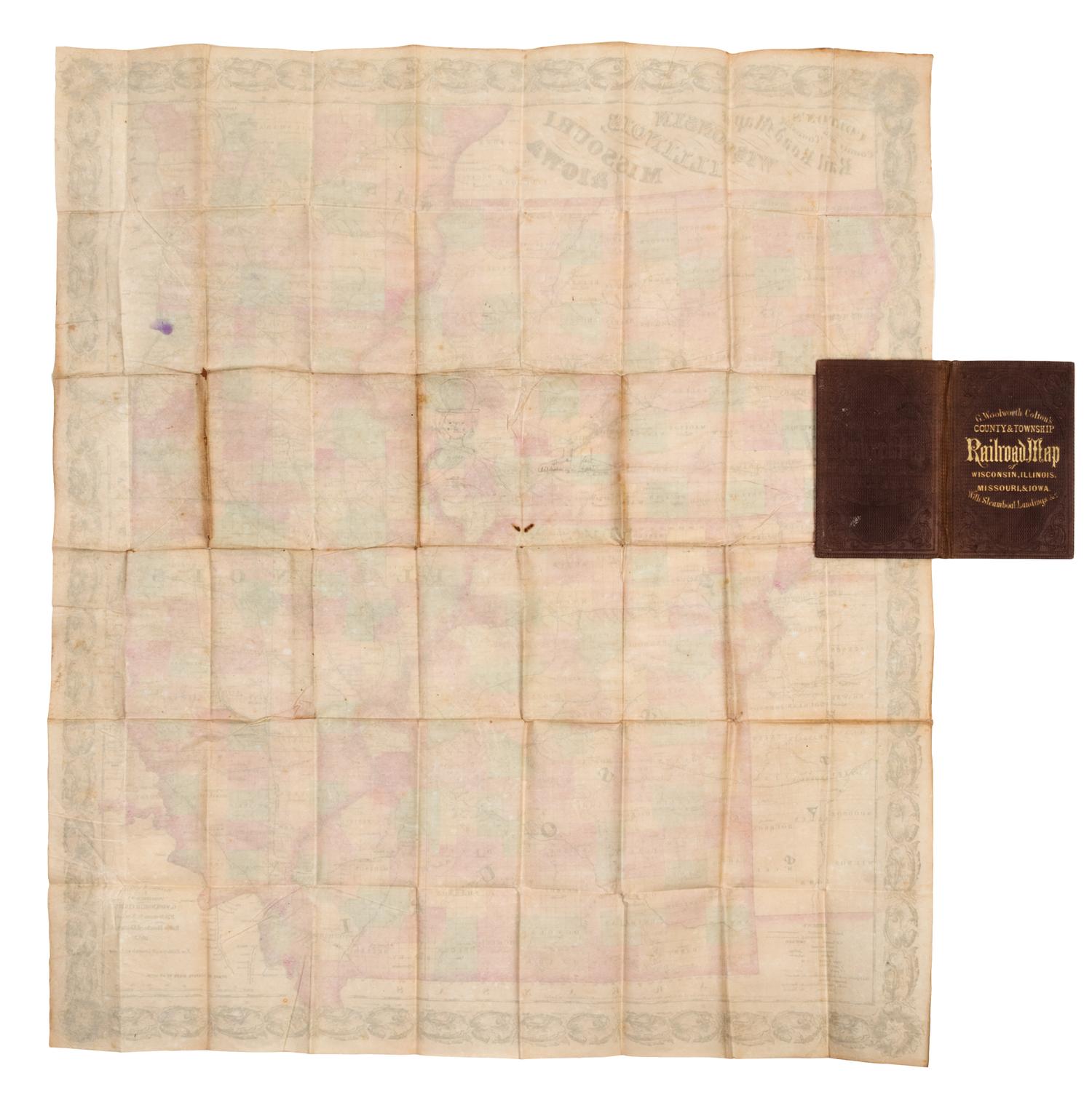 COLTON, George Woolworth. Colton's County and Township Rail Road Map of Wisconsin, Illinois, Missouri, & Iowa. 1863.