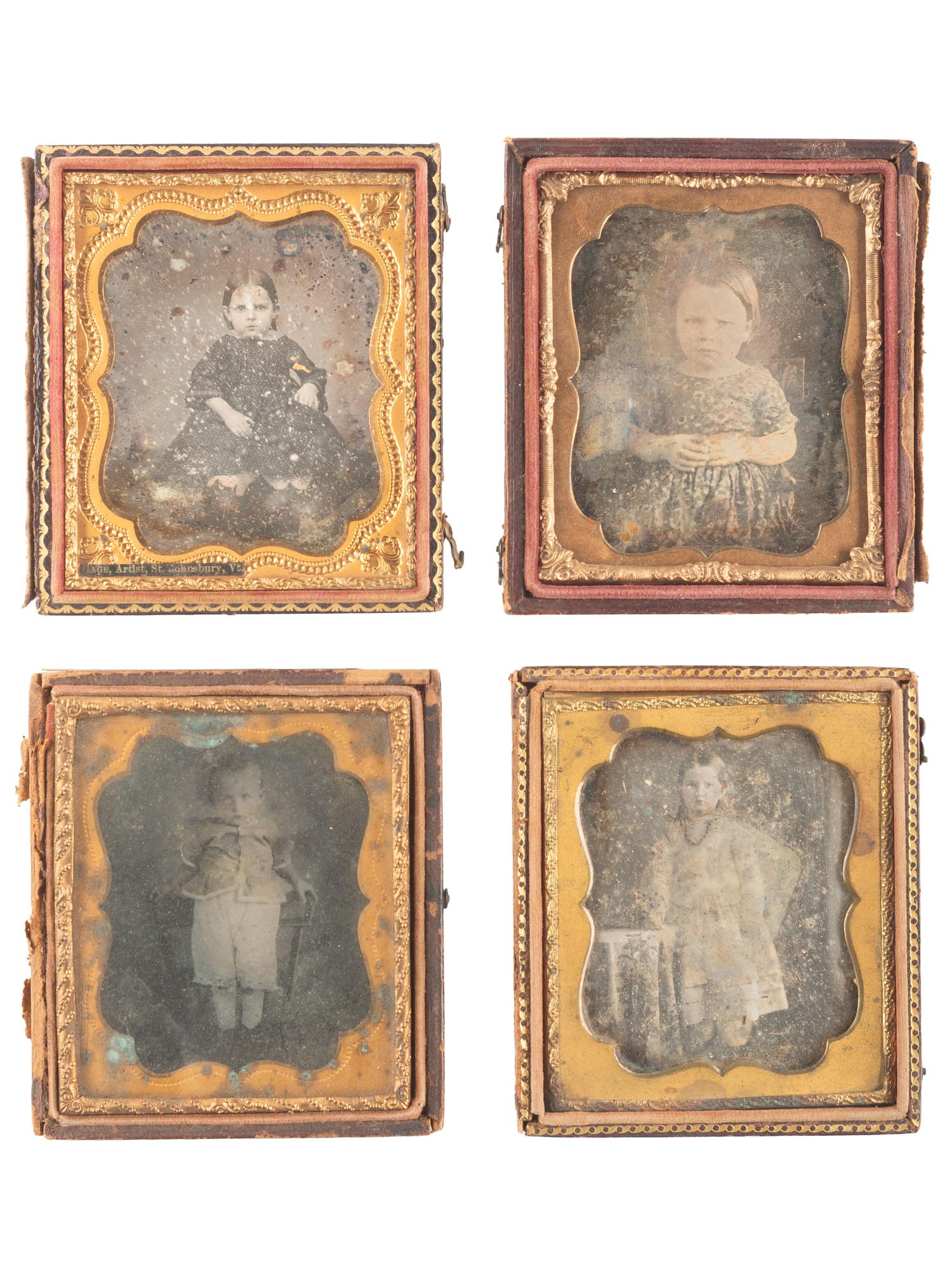 [EARLY PHOTOGRAPHY]. 34 assorted daguerreotypes, ambrotypes, and tintypes featuring children.